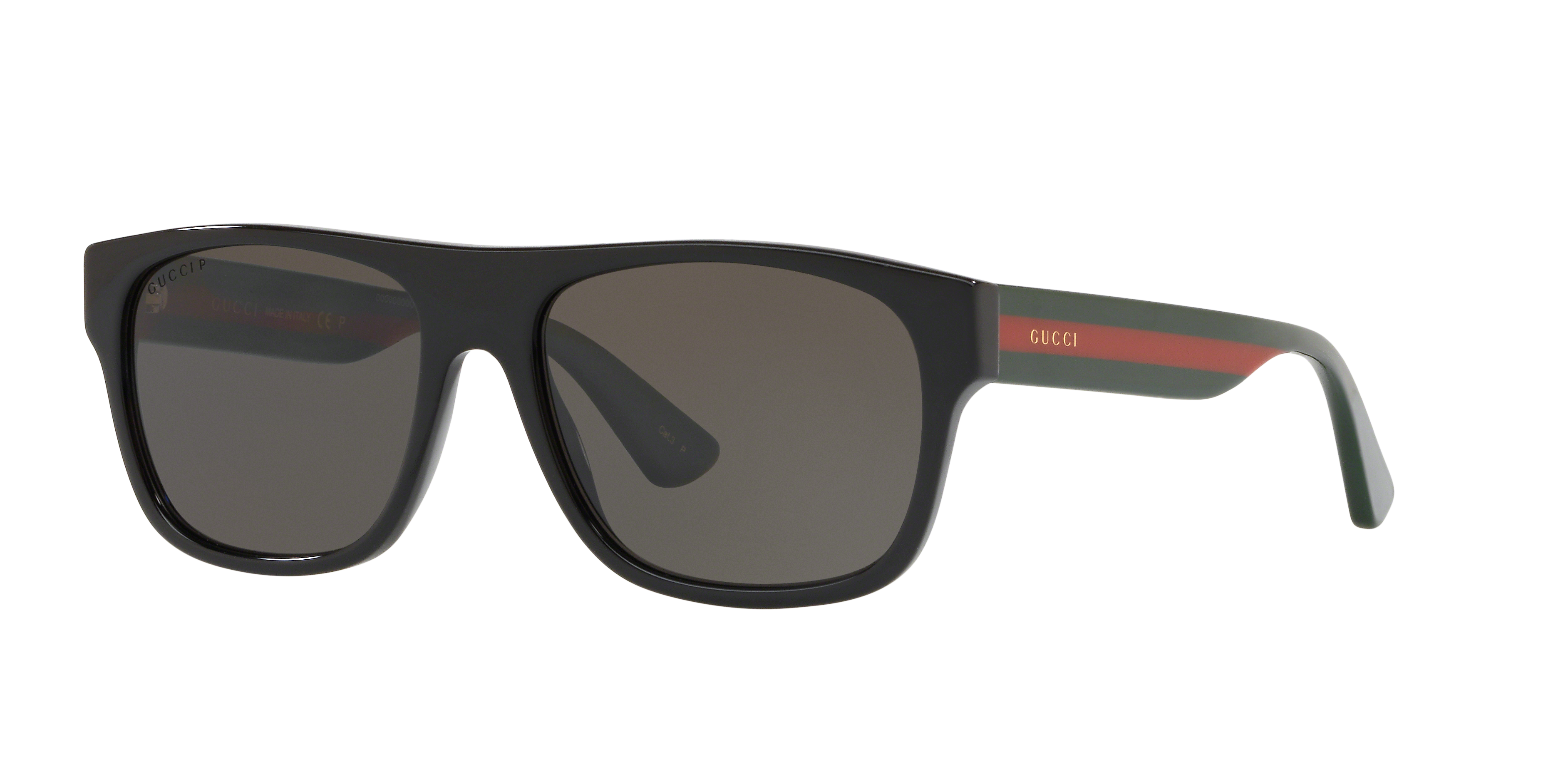 Gucci GG0341S M (56 - 17) com Lentes Cinza e Armação Preto
