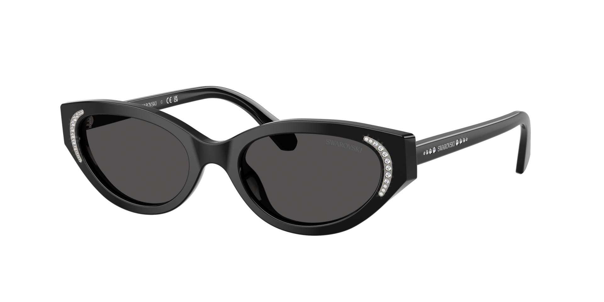 Swarovski Women's Black/Grey Sk6030 100187 Woman Sunglasses Acetate Round Normal - Image 2