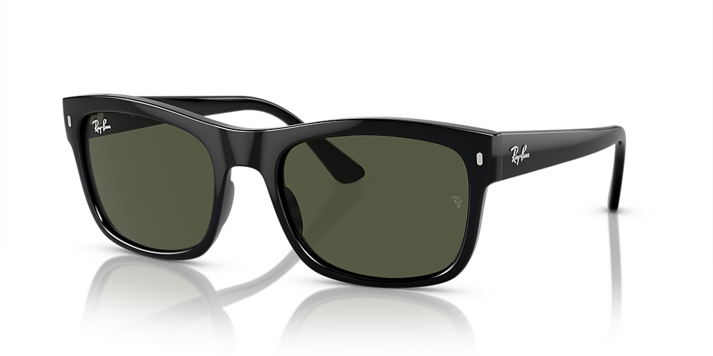 小物 RayBan RB4428F 6675/71 56-21 Ray-Ban RB4428 L (56 - 21) with Green lenses and Black frame