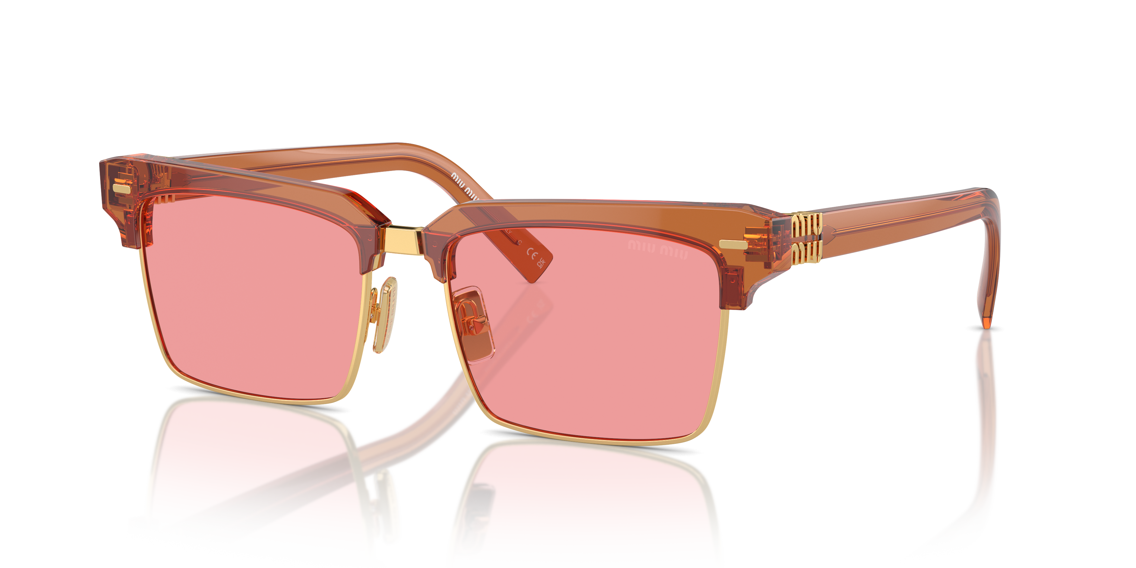 Miu Miu MU 10ZS M (54 - 17) with Pink lenses and Brown frame