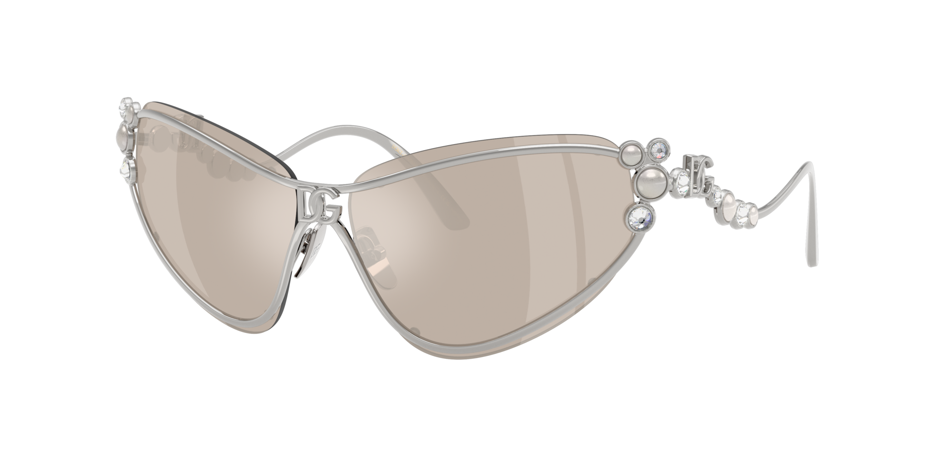 Dolce&Gabbana Woman Sunglass DG2322BH -  Frame color: White Gold Plated, Lens color: Clear Mirror Real White Gold