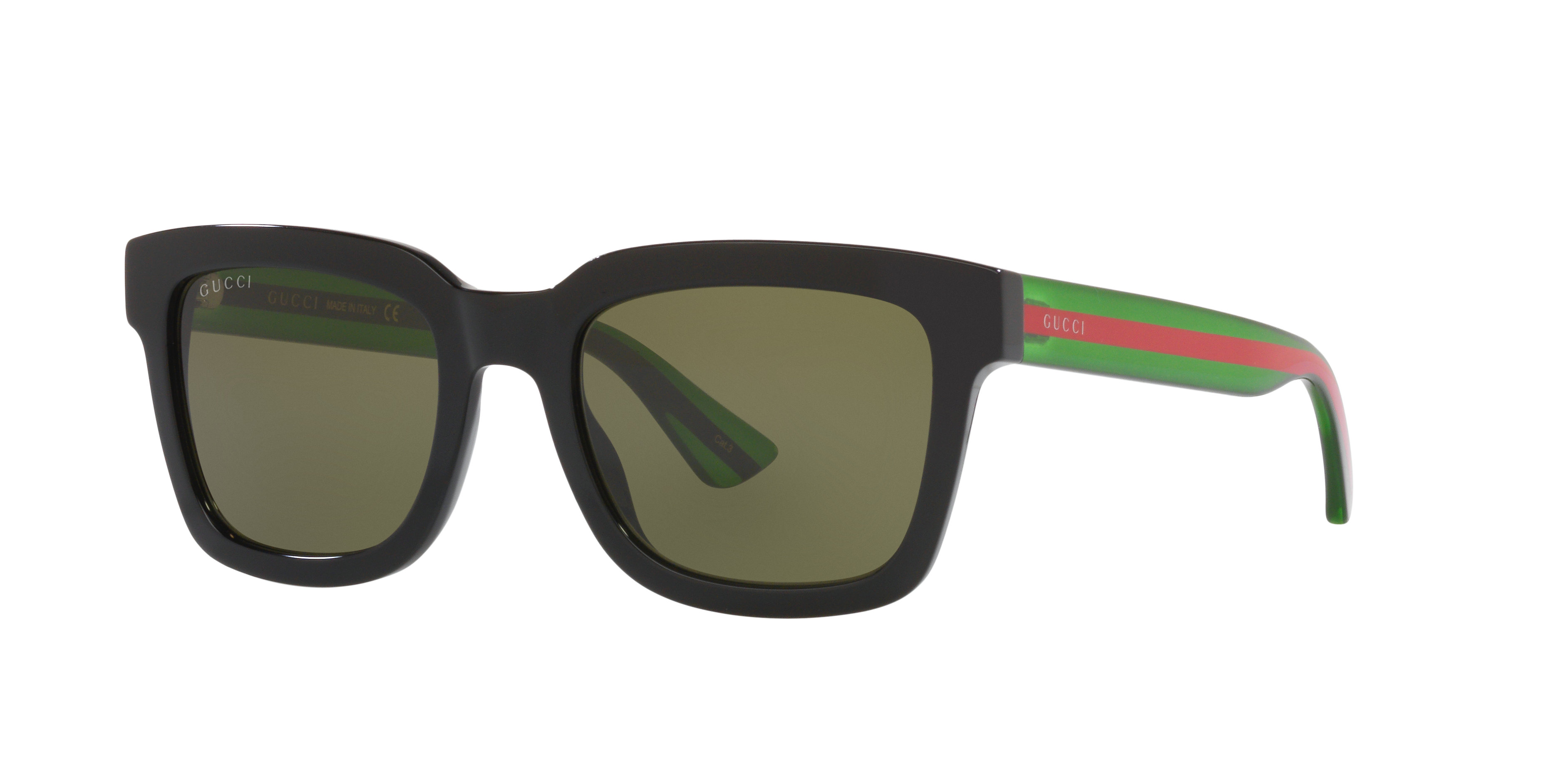Gucci GG0001SN XXS (52 - 21) with Green lenses and Black frame