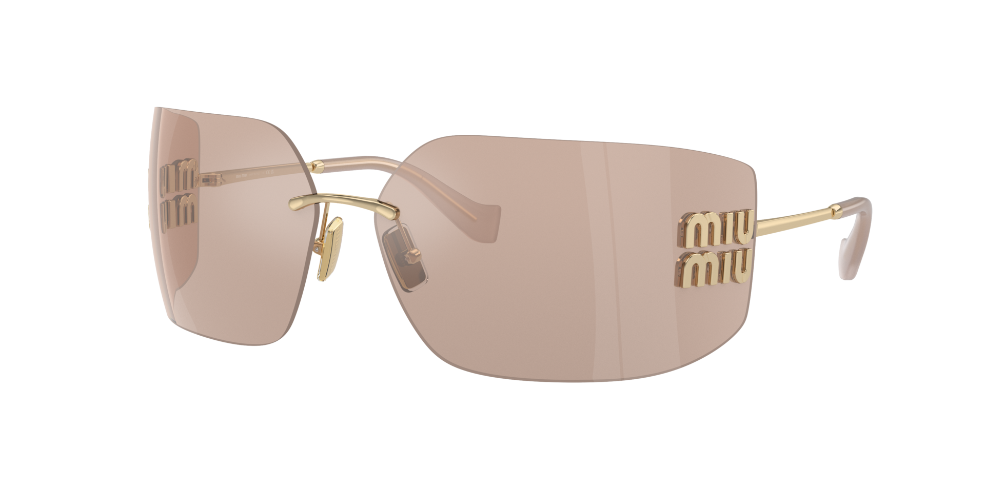 Miu Miu Women's Rimless Pale Gold Pink Mirror MU54YS Sunglasses - Image 7