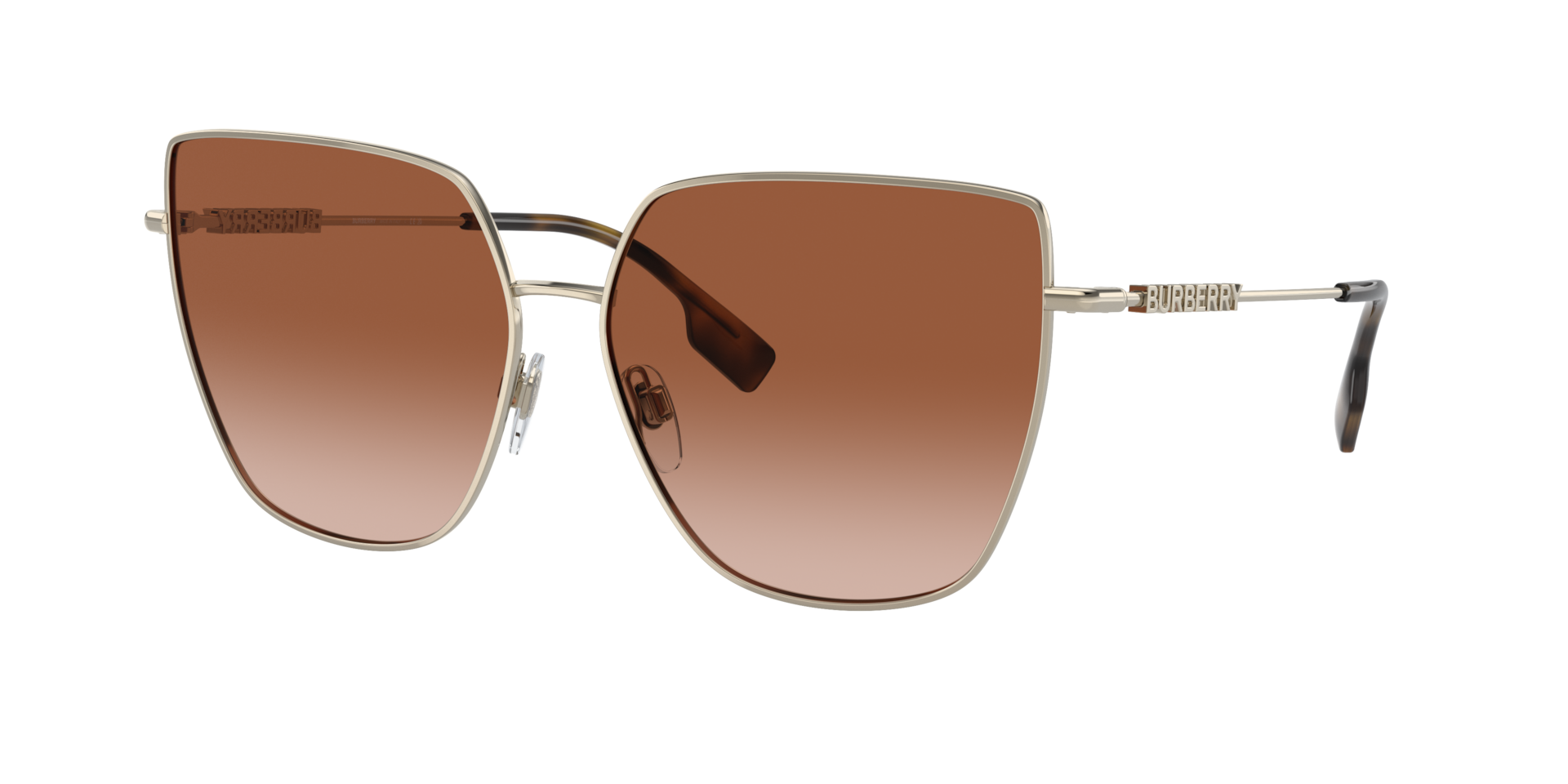 Burberry Femme Sunglass Alexis - Couleur du Monture: Doré clair, Couleur de Lentille: Dégradé marron