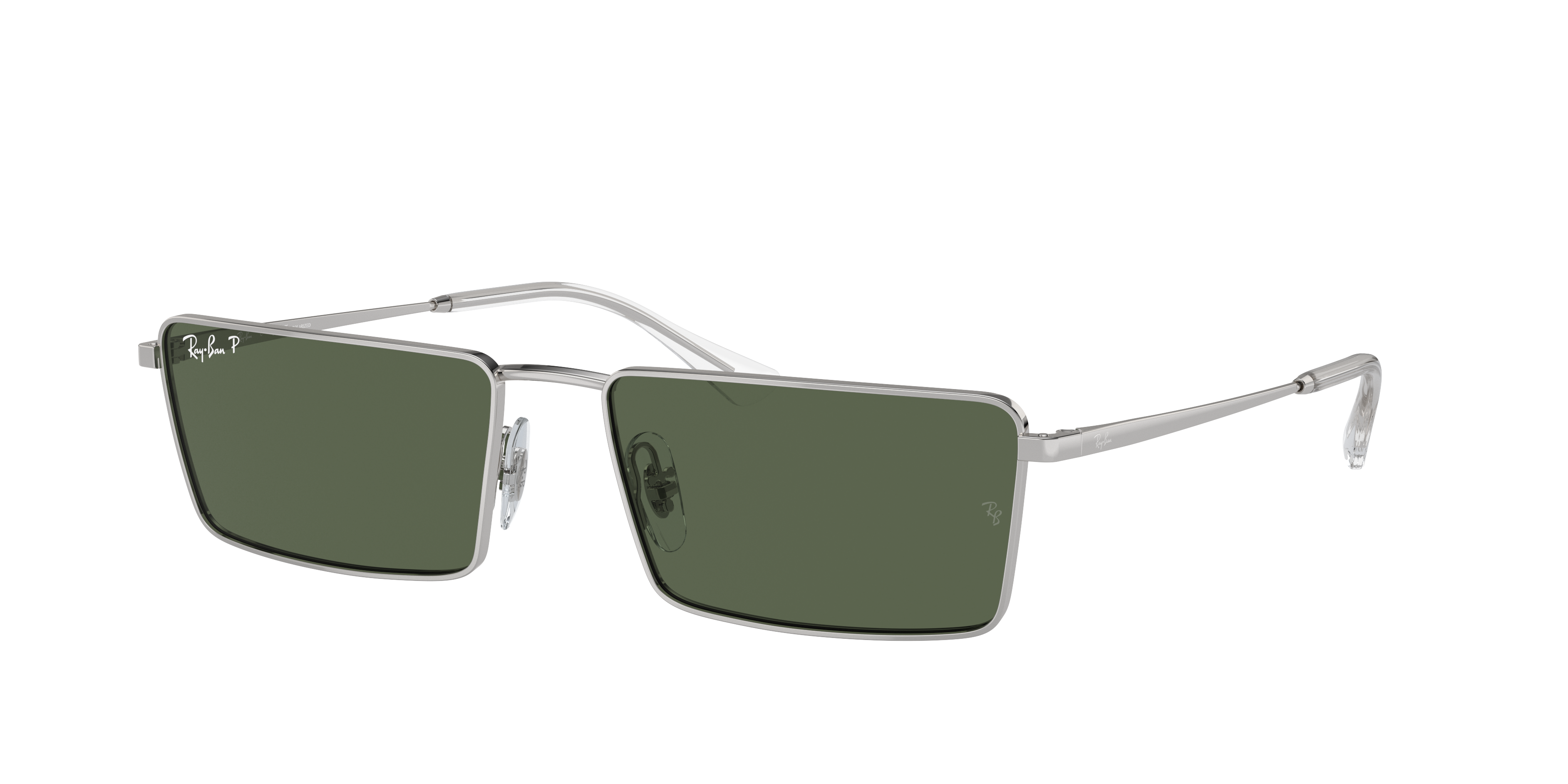 Ray-Ban Unisex Sunglass Emy Bio-Based -  Frame color: Silver, Lens color: Dark Green Polarized