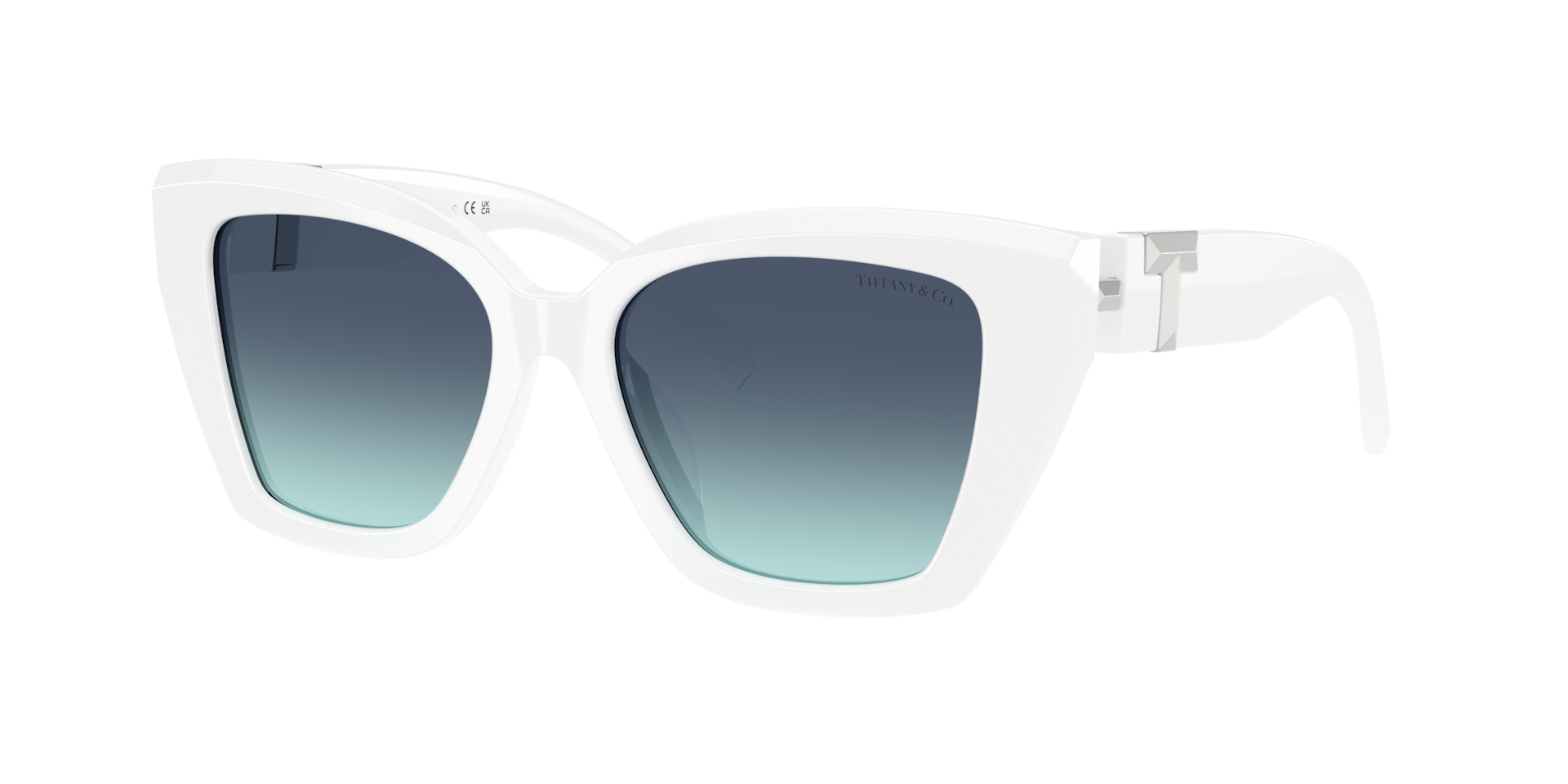 Tiffany & Co. Femme Sunglass TF4239U - Couleur du Monture: Blanc vif, Couleur de Lentille: Bleu dégradé Azur