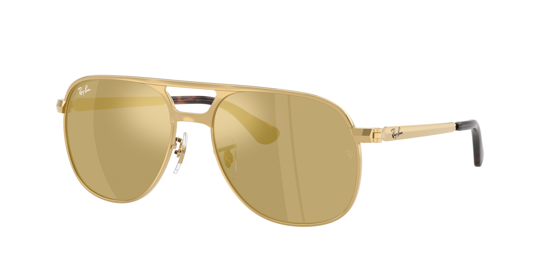 Ray-Ban Unisex Sunglass Bill Max -  Framekleur: Arista, Lenskleur: Lichtbruin gespiegeld goud