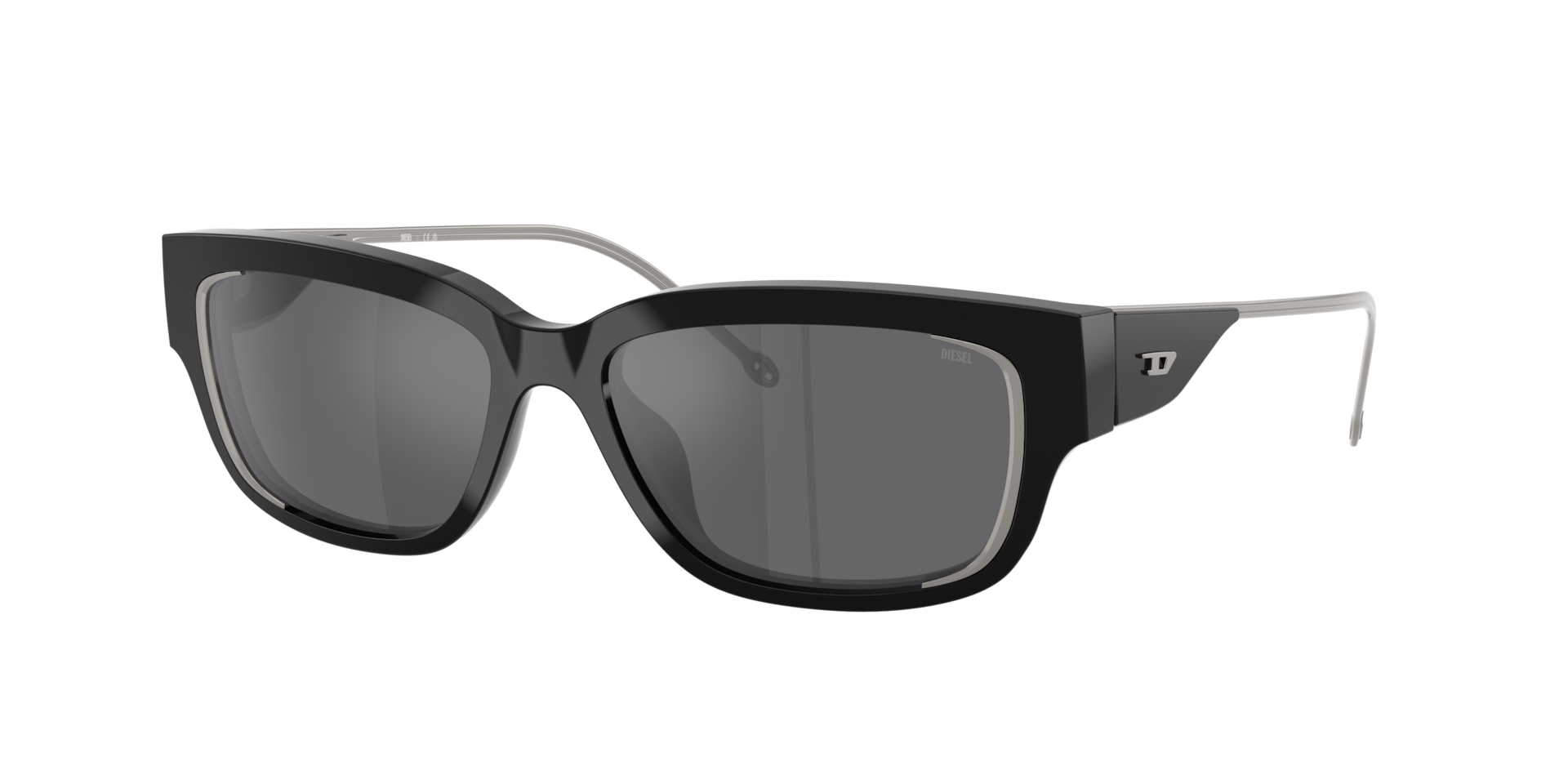 Diesel Unisex Sunglass DL2002MU - Couleur du Monture Noir brillant Couleur de Lentille Gris Argent Effet miroir 190 €