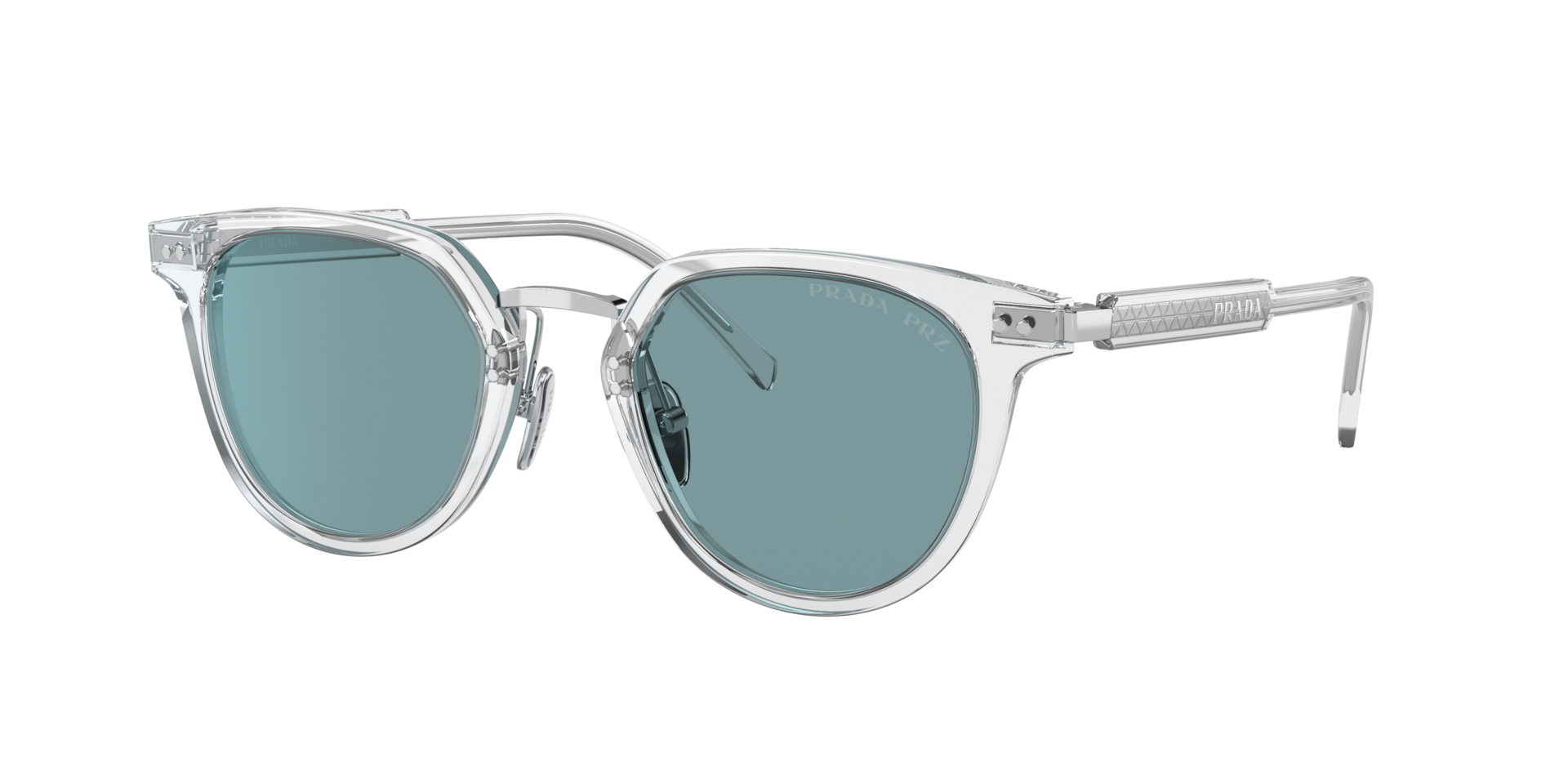 小物 PRADA khaki clear sunglasses Prada PR 17YS L (49 - 22) with Green lenses and Transparent frame