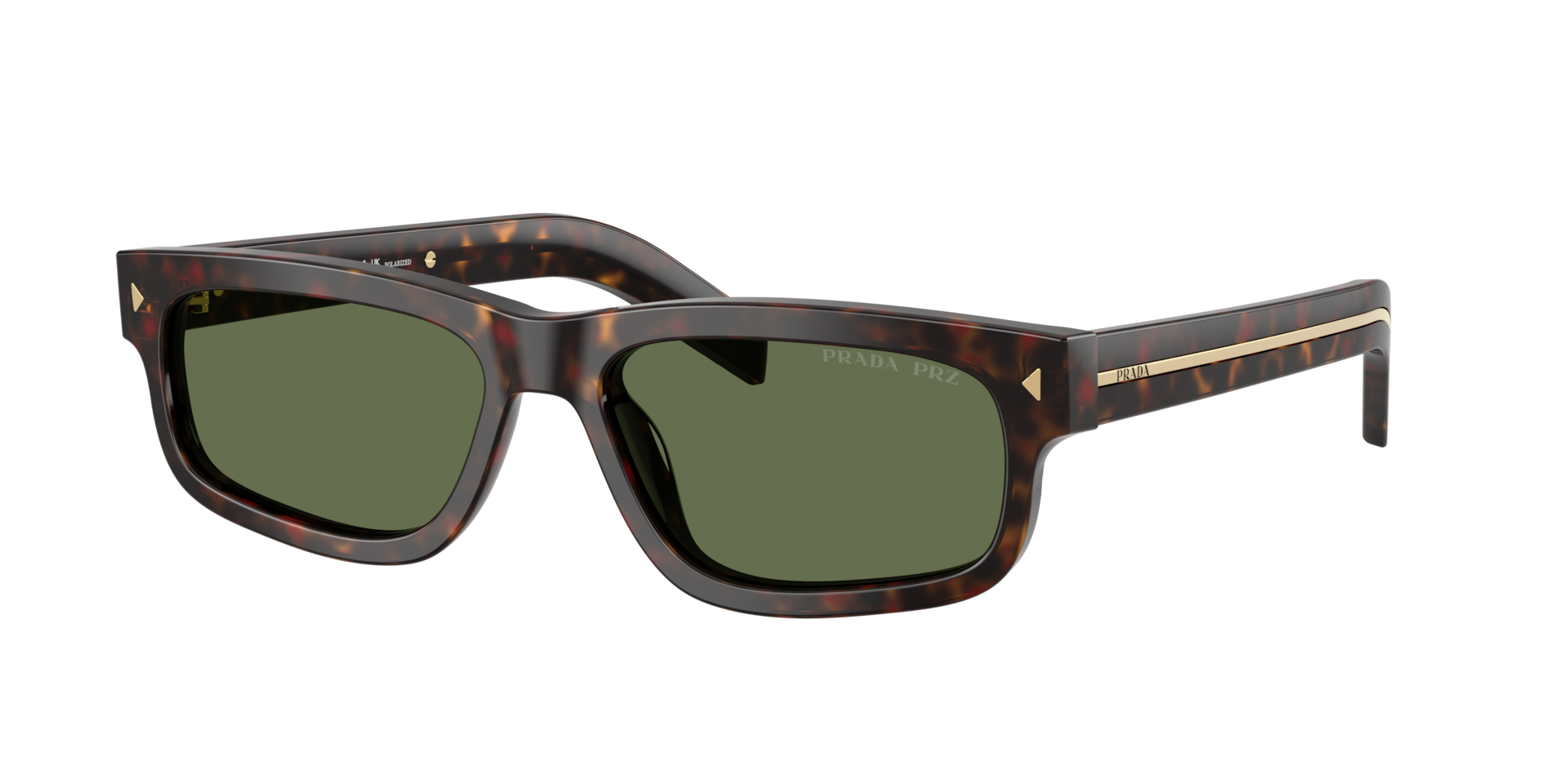 Prada Man Sunglass PR B11S -  Frame color: Root Tortoise, Lens color: Polarized Green