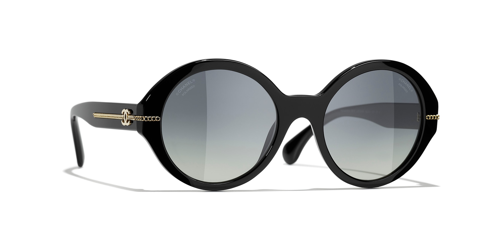 Chanel Woman Sunglass Round  Sunglasses CH5511 -  Frame color: Black, Lens color: Gray