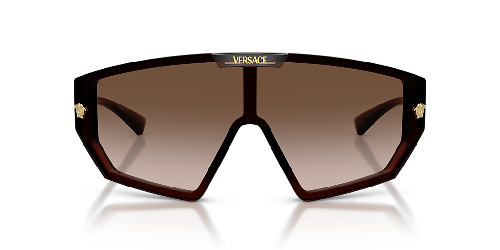 Versace Gold Frame Brown Lens Sunglasses with Medallion Accent NWT Auth VERSACE Brown Gold Logo Stud Medallion Double  main image 4