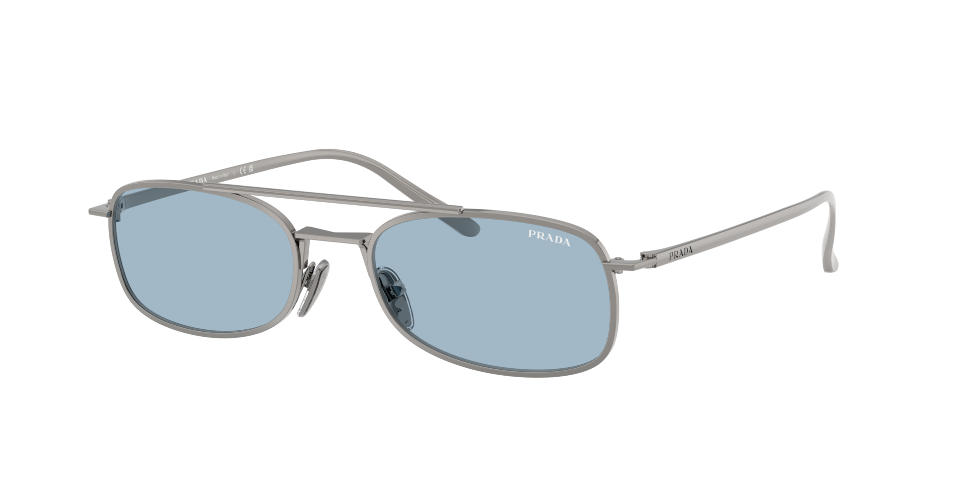 Prada Mann Sunglass PR D59S - Rahmenfarbe: Gunmetal, Linsenfarbe: Hellblau
