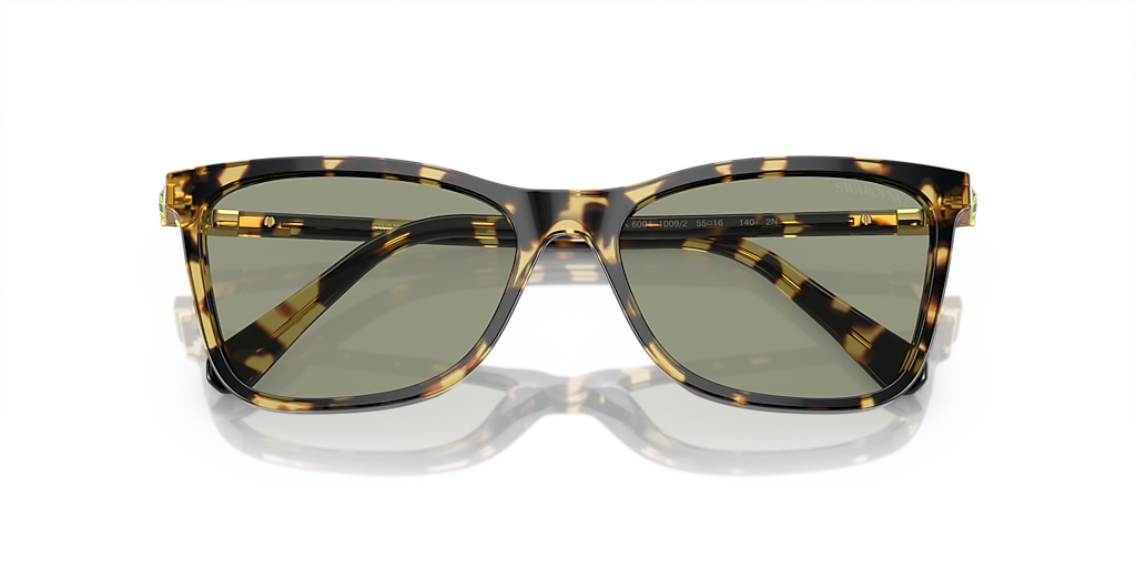 Swarovski SK6004 M (55 - 16) com Lentes Verde e Armação Tartaruga