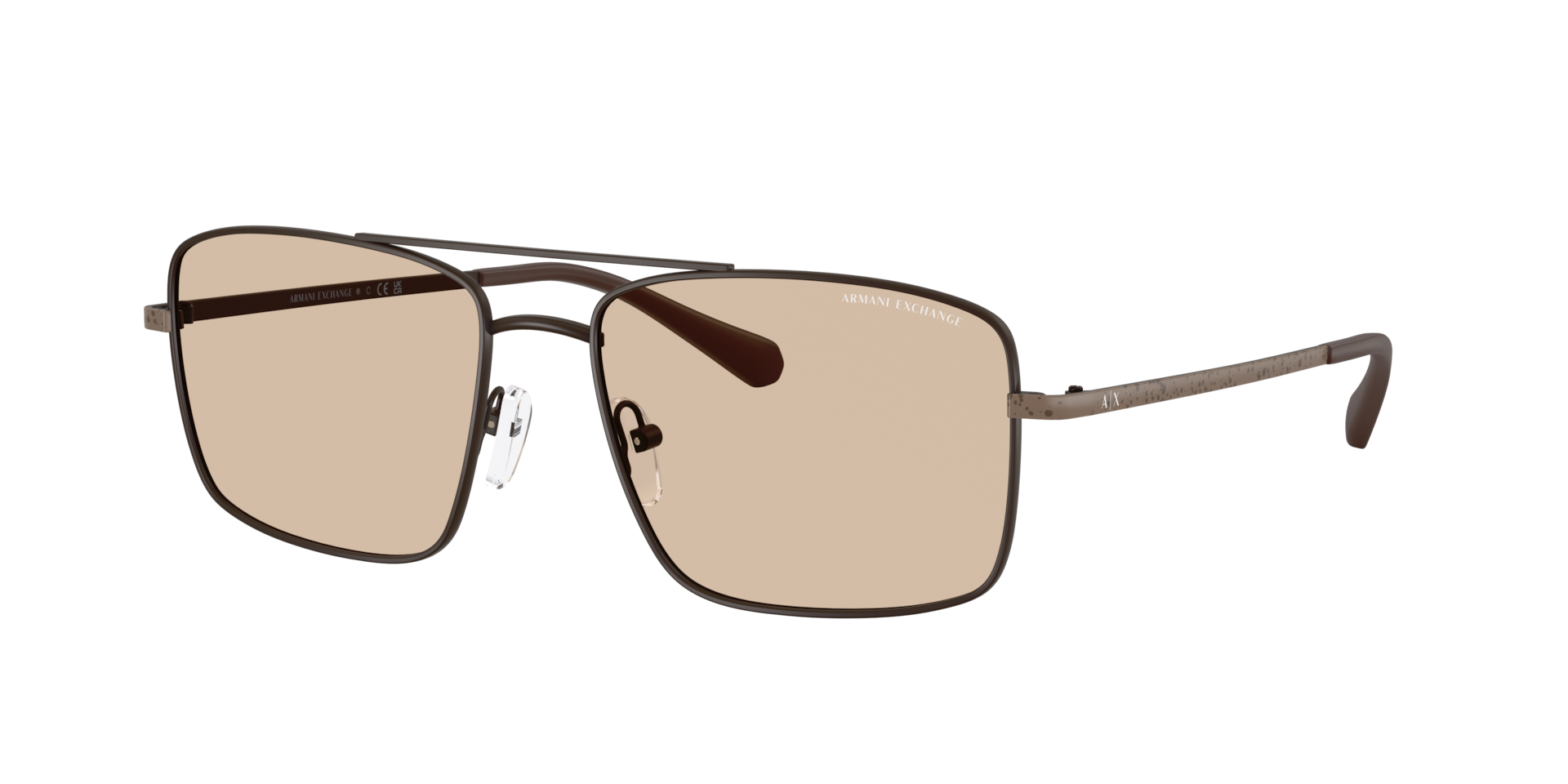 Armani Exchange Mann Sunglass AX2054S - Rahmenfarbe: Dunkelbraun matt, Linsenfarbe: Hellbraun
