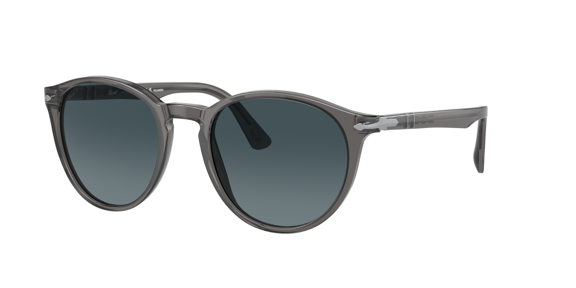 Persol Man Sunglass PO3152S -  Frame color: Transparent Grey, Lens color: Light Blue Gradient Dark Blue Polar