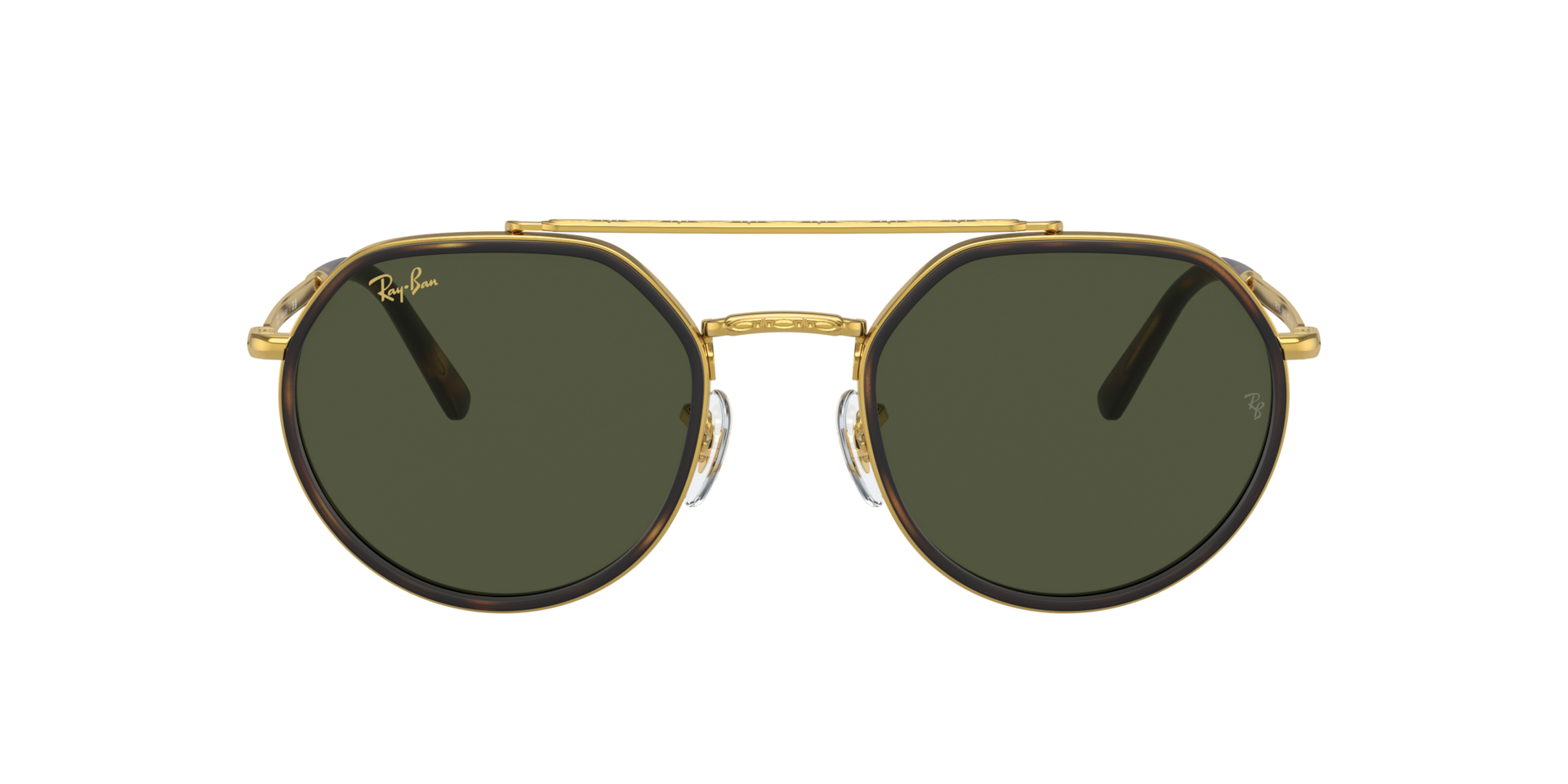 Ray-Ban RB3765 L (53 - 22) with Green lenses and Gold frame