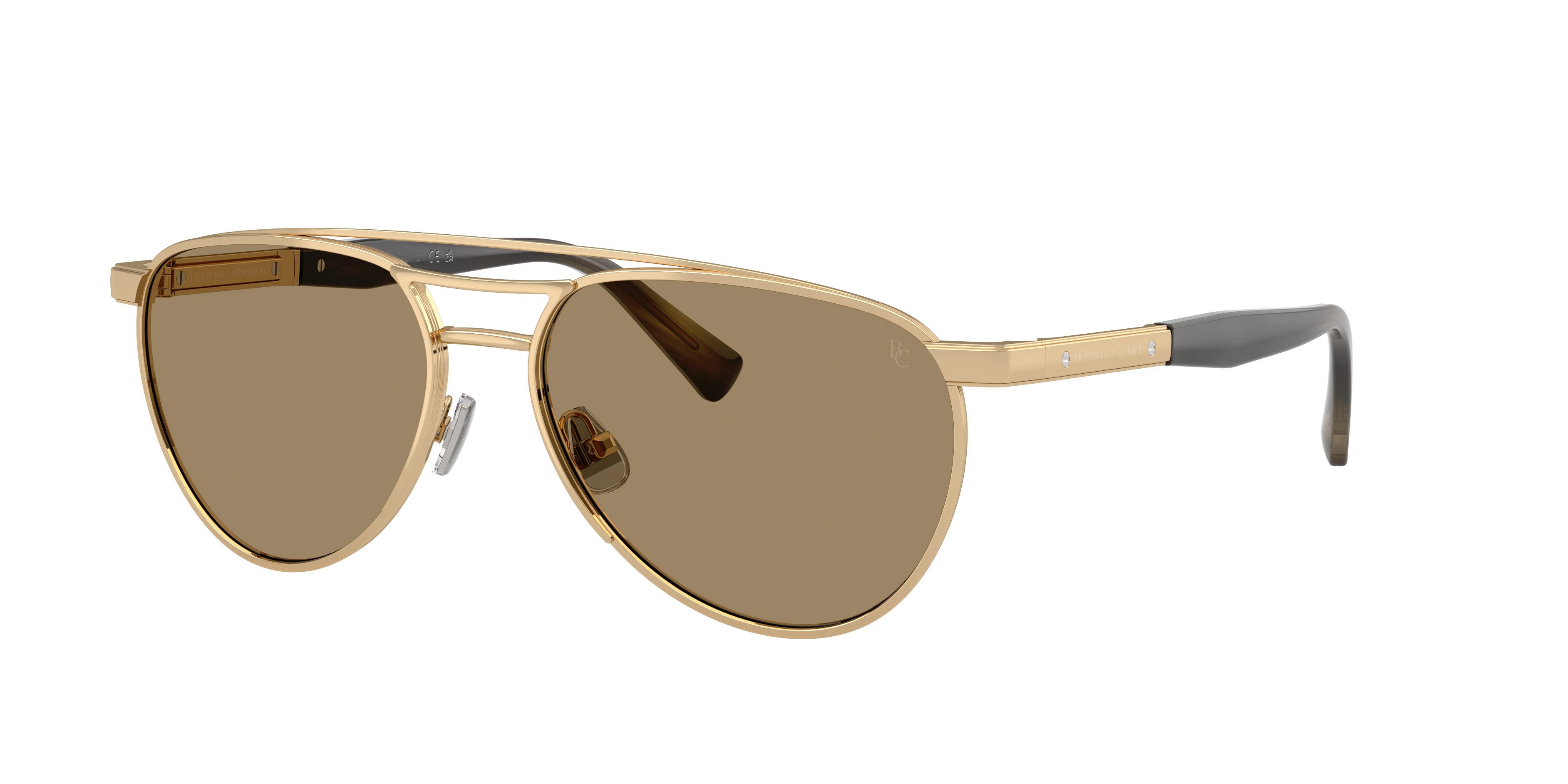 Brunello Cucinelli Man Sunglass BC2007SM -  Frame color: Gold Plated, Lens color: Brown