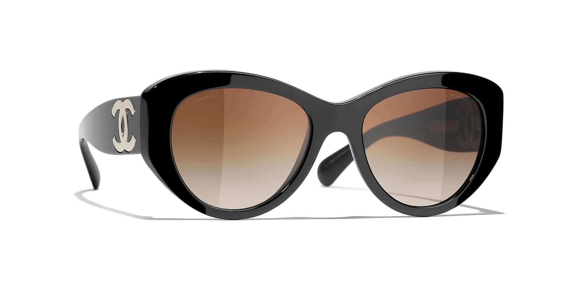Chanel Woman Sunglass Butterfly Sunglasses CH5492 -  Frame color: Black, Lens color: Brown