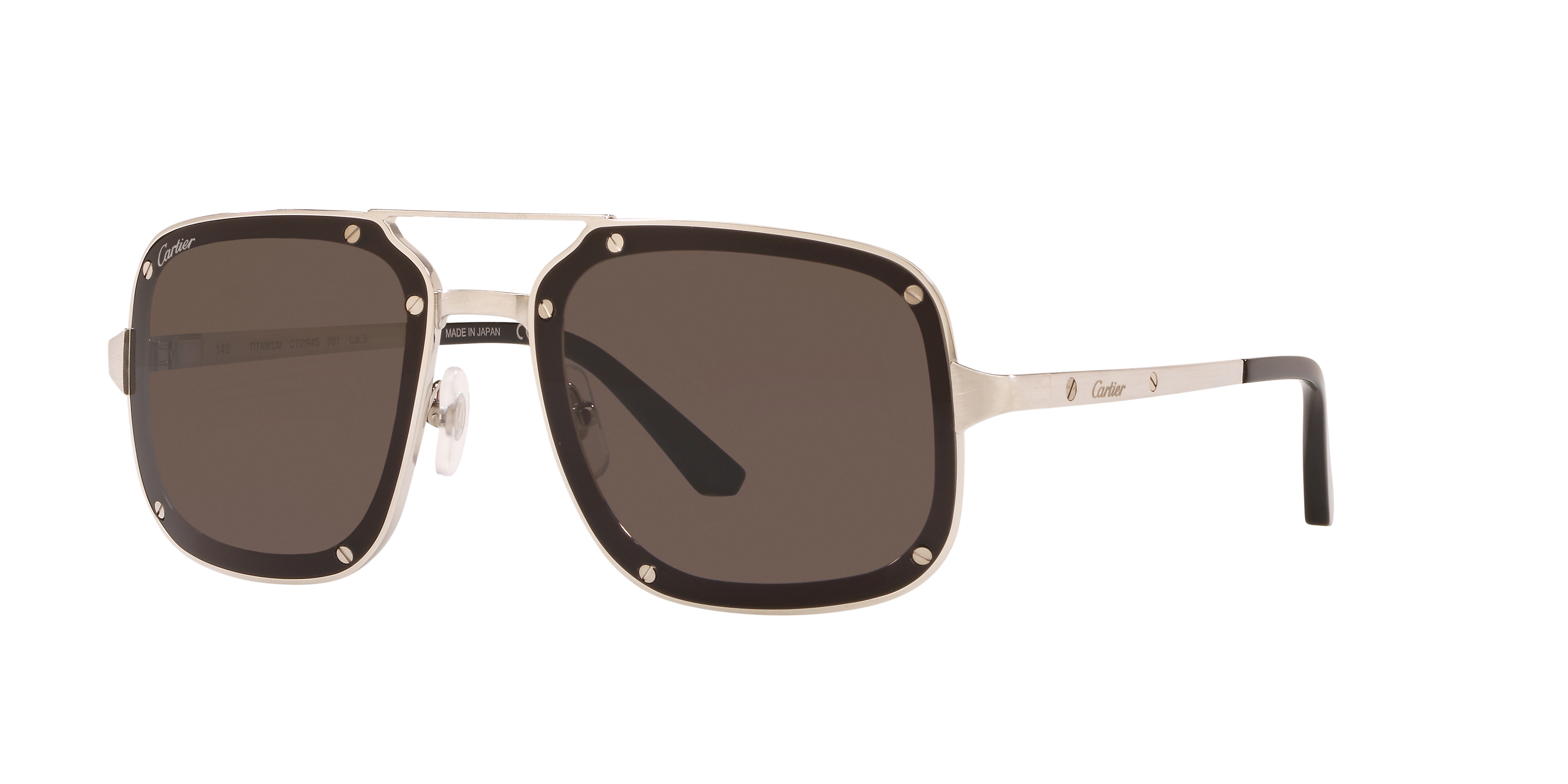 Cartier Man Sunglass CT0194S -  Frame color: Platinum Shiny, Lens color: Grey