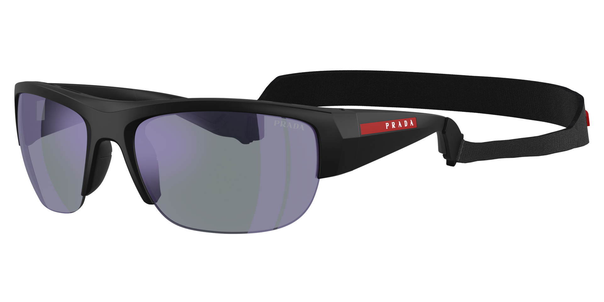 Prada Linea Rossa Man Sunglass PS A01S -  Frame color: Matte Black, Lens color: Dark Blue Mirror Violet