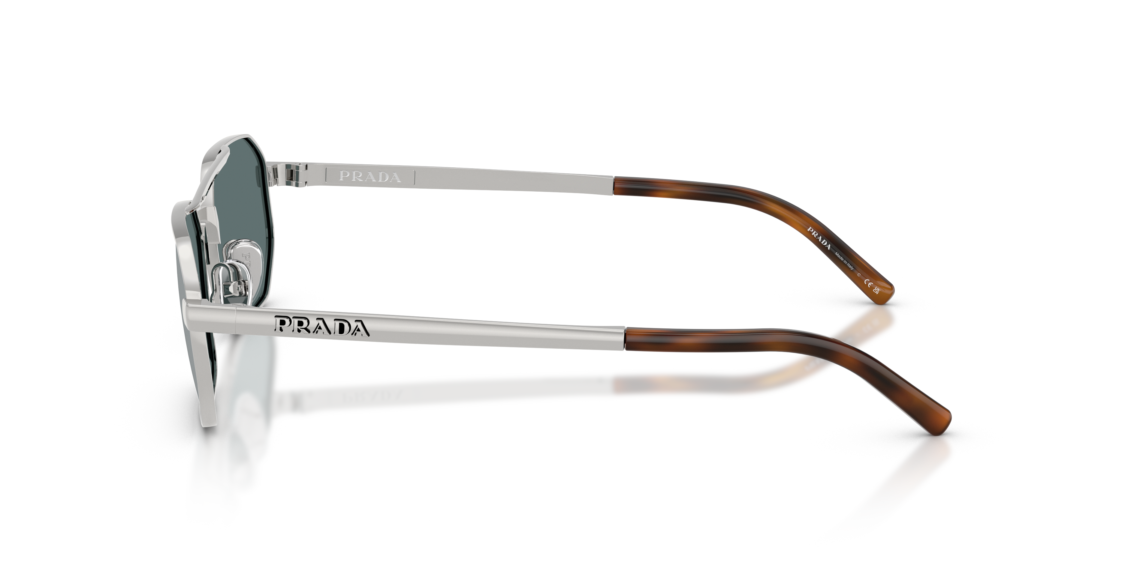 Prada PR D53S L (55 - 19) with Blue lenses and Silver frame