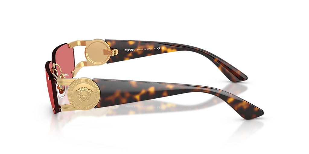 Versace VE2291 L (59 - 13) com Lentes Vermelho e Armação Ouro