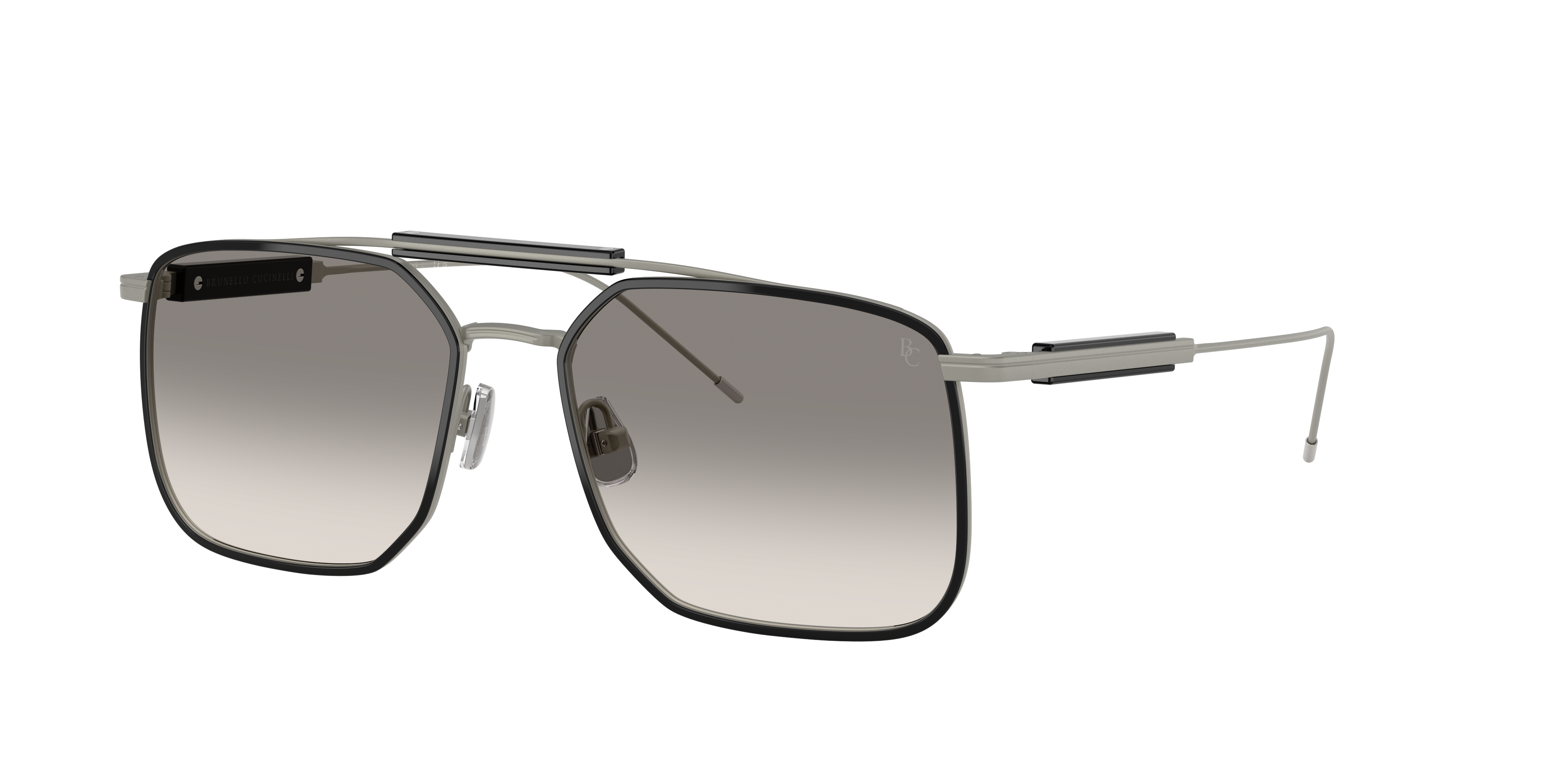 Brunello Cucinelli Man Sunglass BC2005ST -  Frame color: Satin Gunmetal, Lens color: Clear Gradient Grey