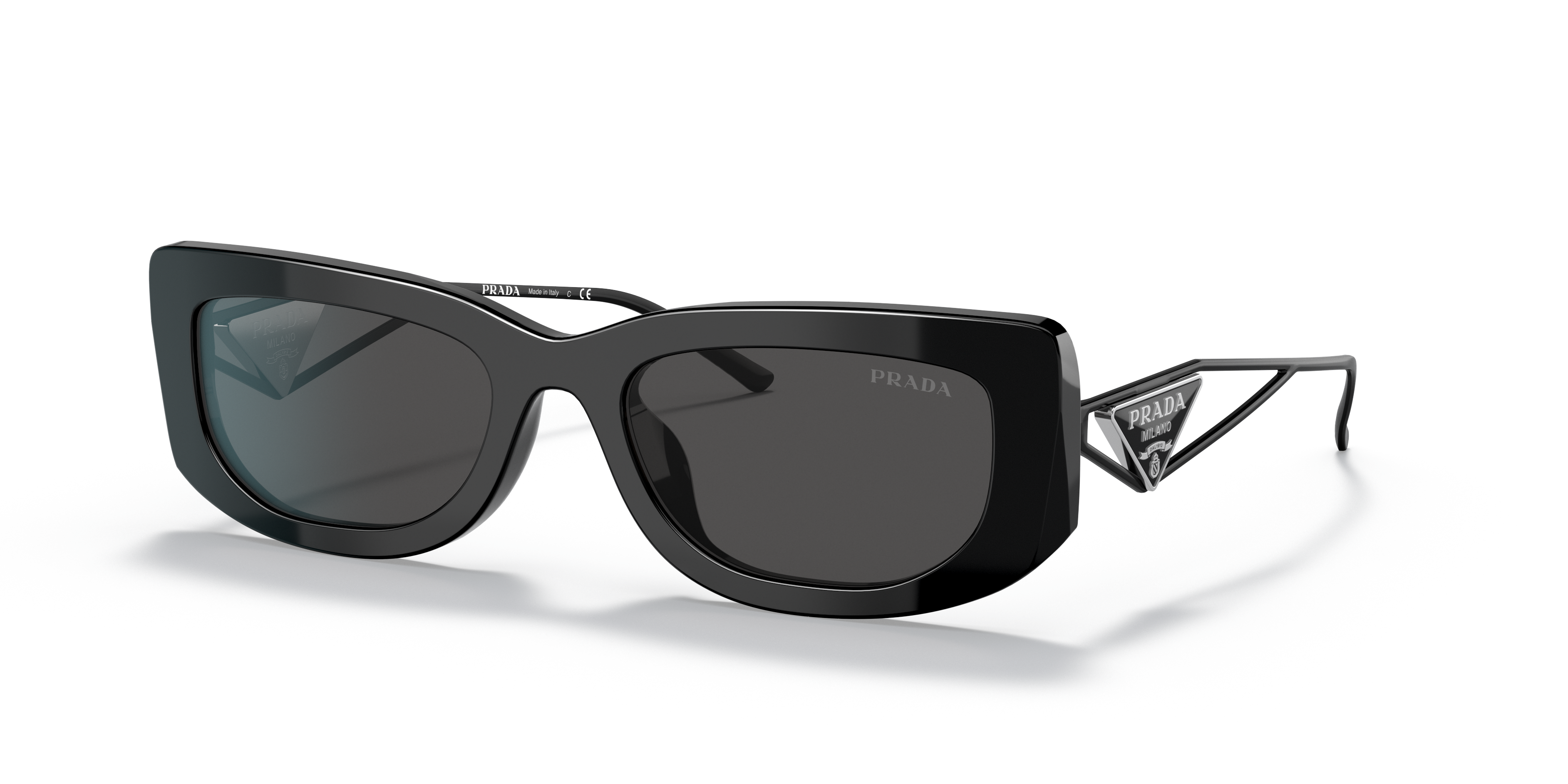 PRADA プラダ SPR14Y 1AB-5S0 トライアングル サングラス Prada PR 14YS L (53 - 19) with Grey lenses and Black frame