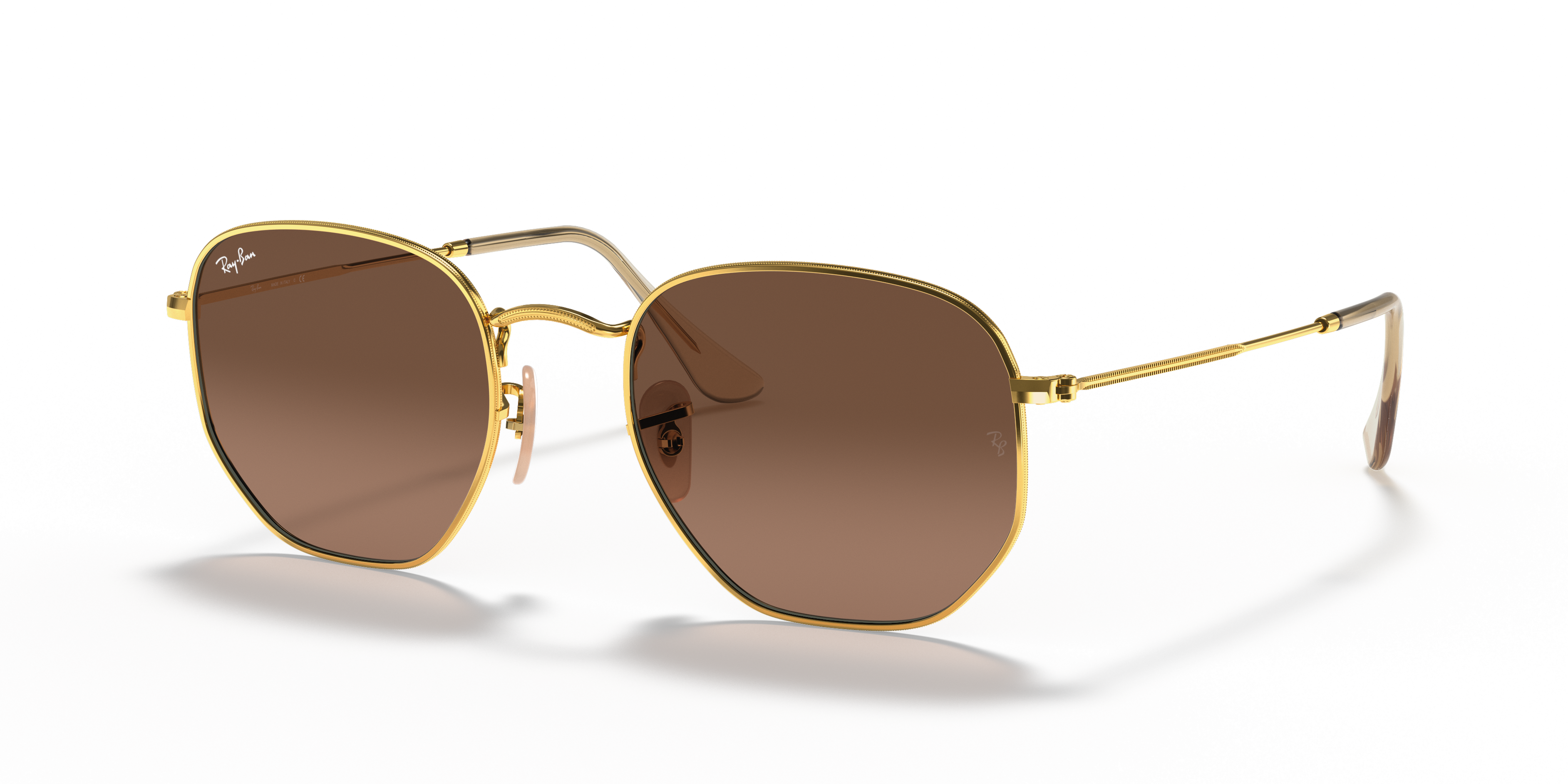 Ray-Ban Hexagonal Flat Lenses M (51 - 21) with Brown lenses and
