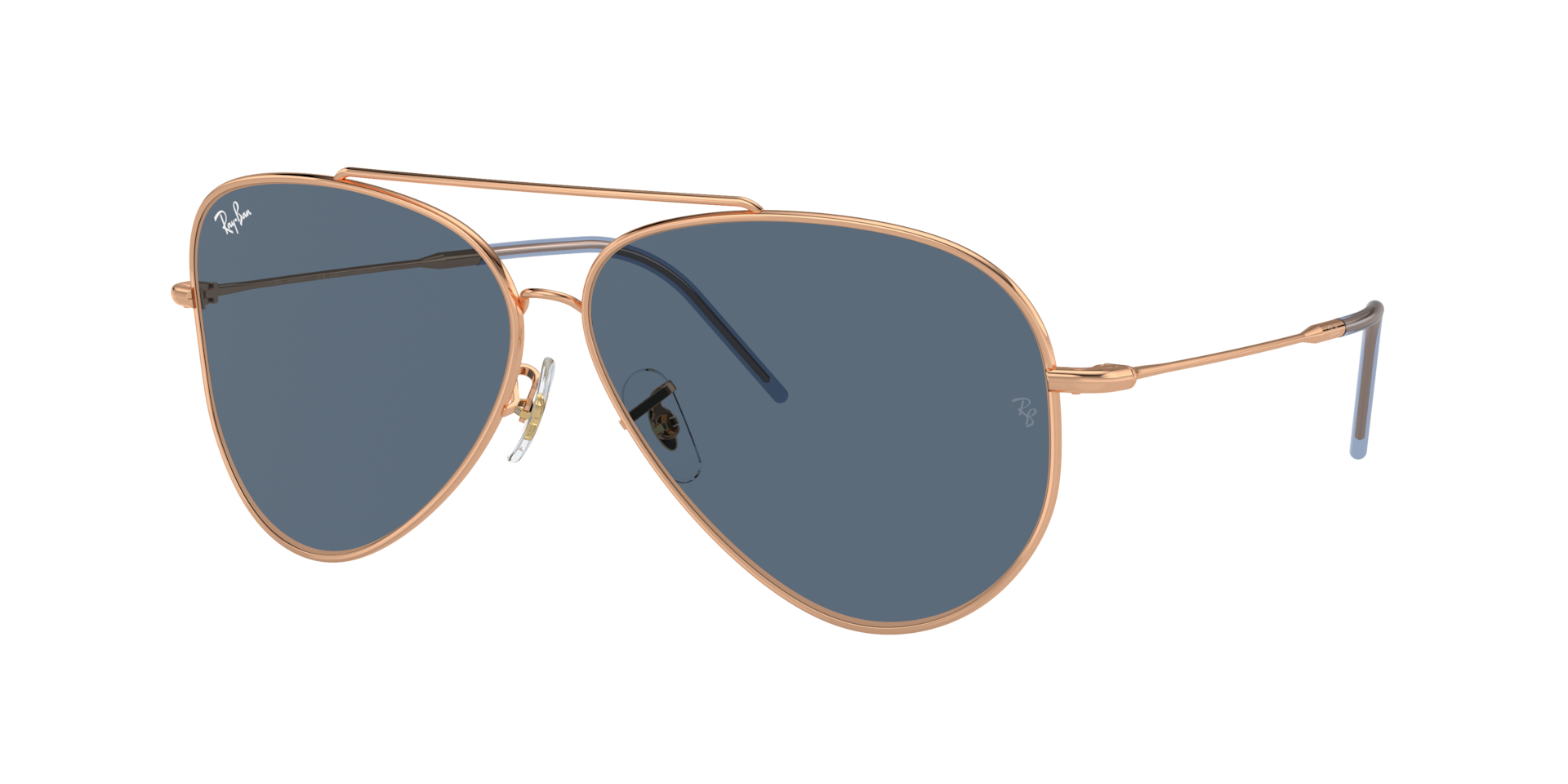 Ray-Ban Unisex Sunglass Aviator Reverse -  Frame color: Rose Gold, Lens color: Blue