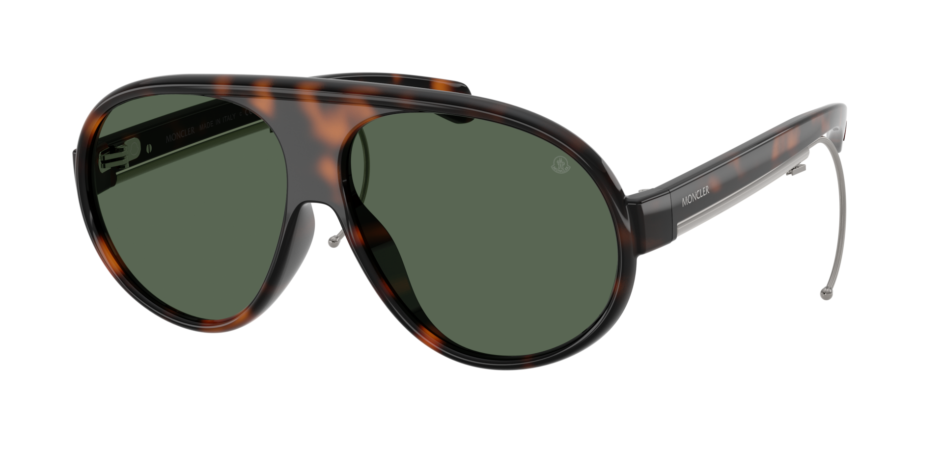 Moncler Unisex Sunglass ME8007U VANTAJ -  Frame color: Shiny Havana, Lens color: Dark Green Solid