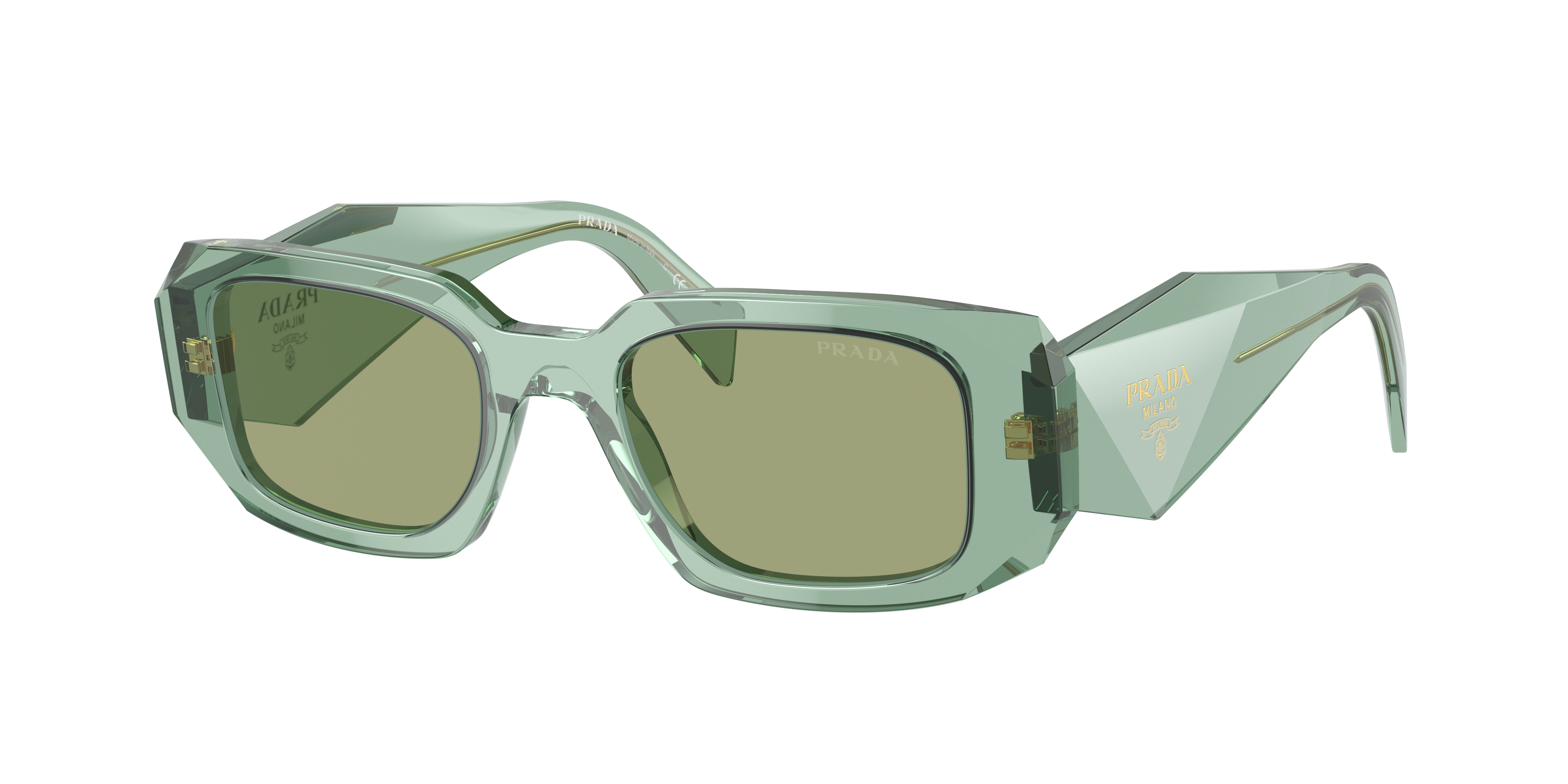 小物 PRADA khaki clear sunglasses Prada PR 17WS S (49 - 20) with Green lenses and Green frame
