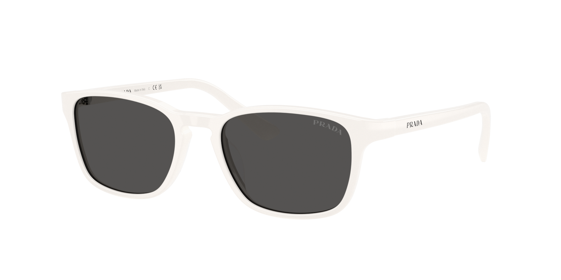 Prada Mann Sunglass PR D13SU - Rahmenfarbe: Weiß, Linsenfarbe: Dunkelgrau