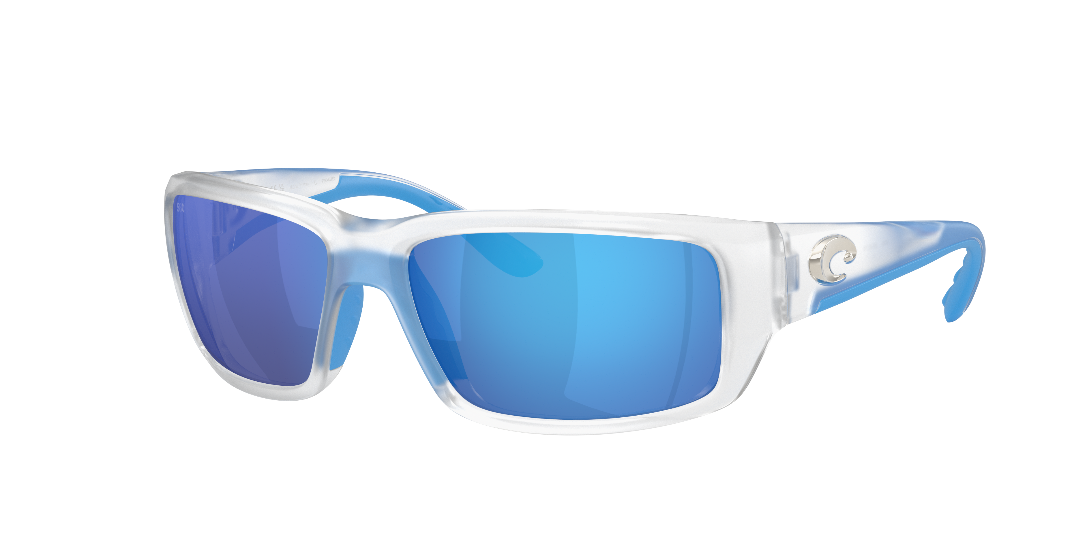 Costa Man Sunglass Fantail -  Frame color: Matte Clear, Lens color: Blue Mirror