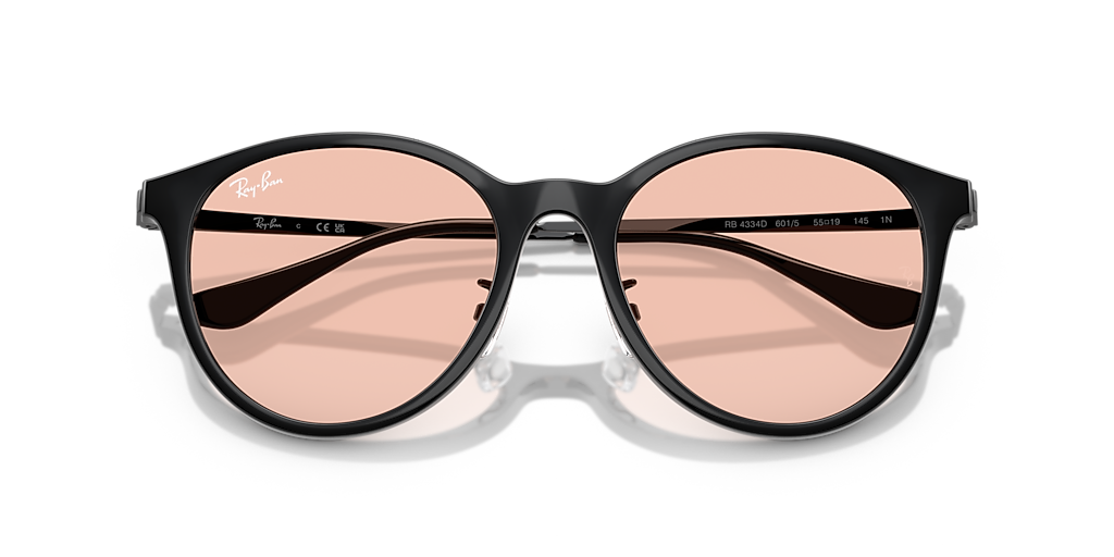 Ray-Ban サングラス RB4334D Ray-Ban RB4334D XXL (55 - 19) with Pink lenses and Black frame