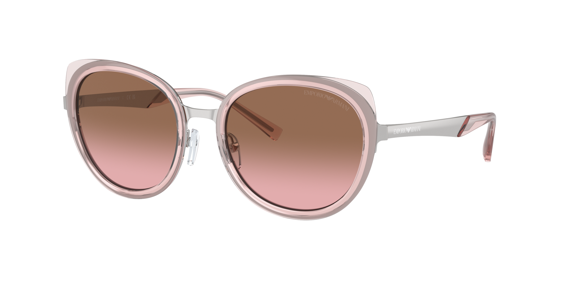 Emporio Armani Damen Rosa Verlauf Braun Frau Sunglass Ea2146 - Rahmenfarbe: Silber Glänzend, Linsenfarbe: