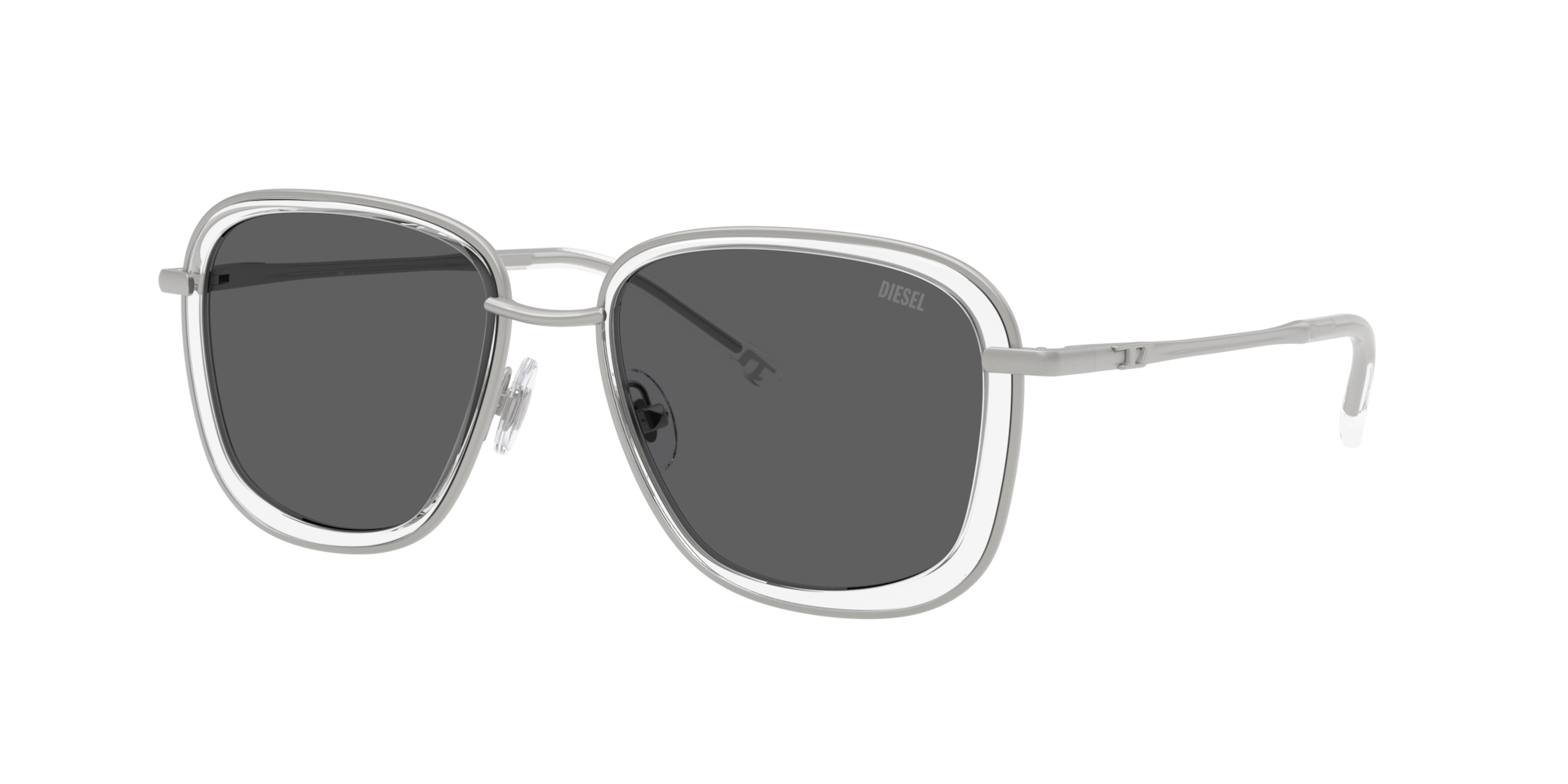 Diesel Unisex Sunglass DL1017 -  Frame color: Matte Silver, Lens color: Solid Grey