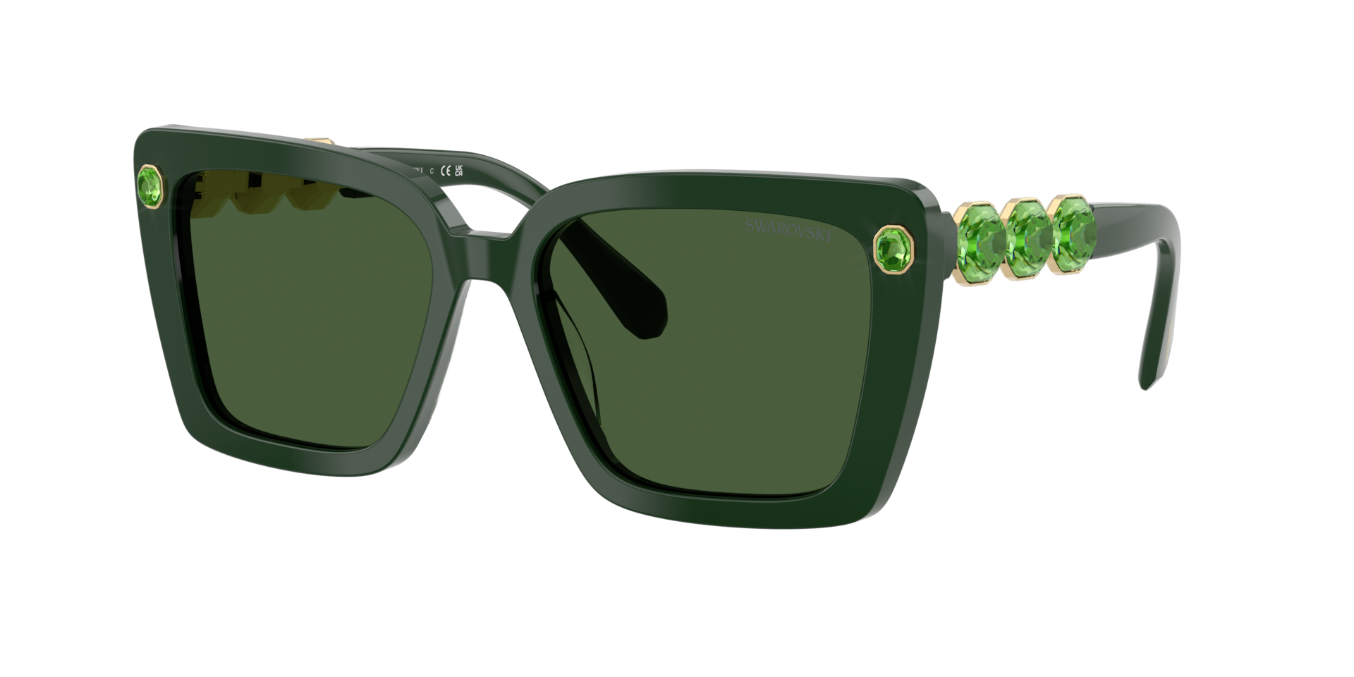 Swarovski Woman Sunglass SK6032 -  Frame color: Green, Lens color: Dark Green