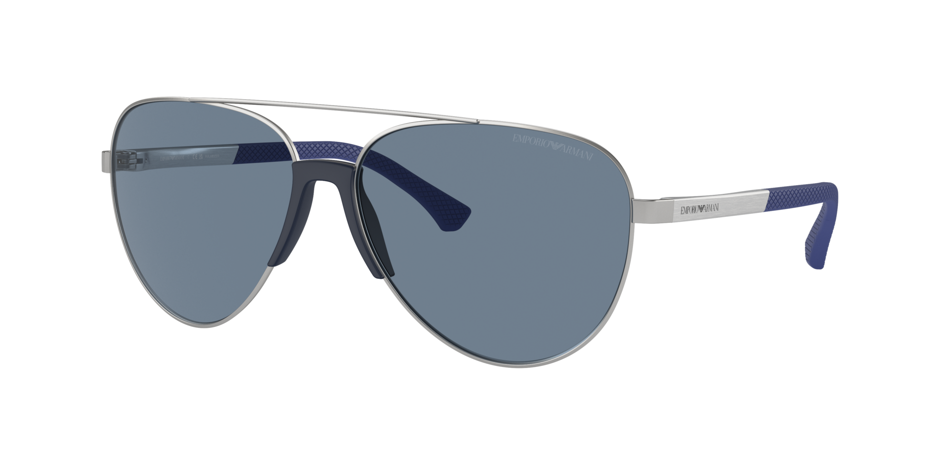 Emporio Armani Homme Sunglass EA2059 - Couleur du Monture Argent Mat Couleur de Lentille Bleu fonc polaris 94 €