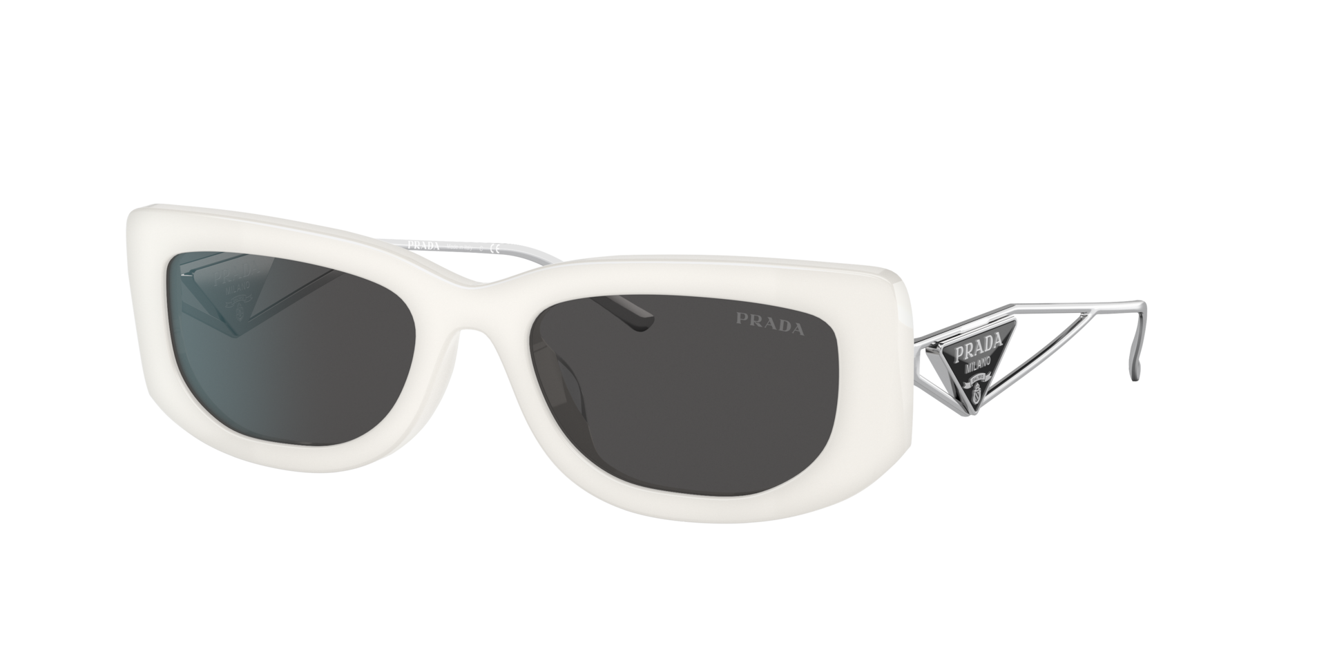 Prada Woman Sunglass PR 14YS -  Frame color: Talc, Lens color: Dark Grey