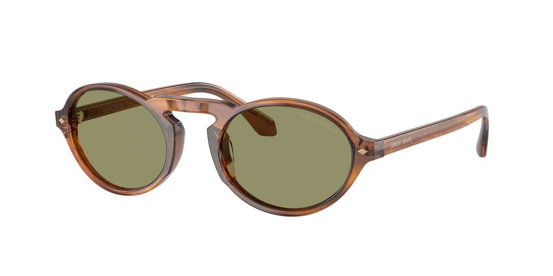 Giorgio Armani Man Sunglass AR8219U -  Frame color: Striped Honey, Lens color: Green