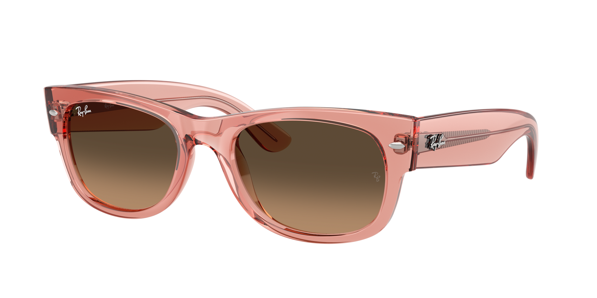 Ray-Ban Unisex Sunglass Mega Wayfarer II - Couleur du Monture: Rose transparent, Couleur de Lentille: Noir dégradé Marron