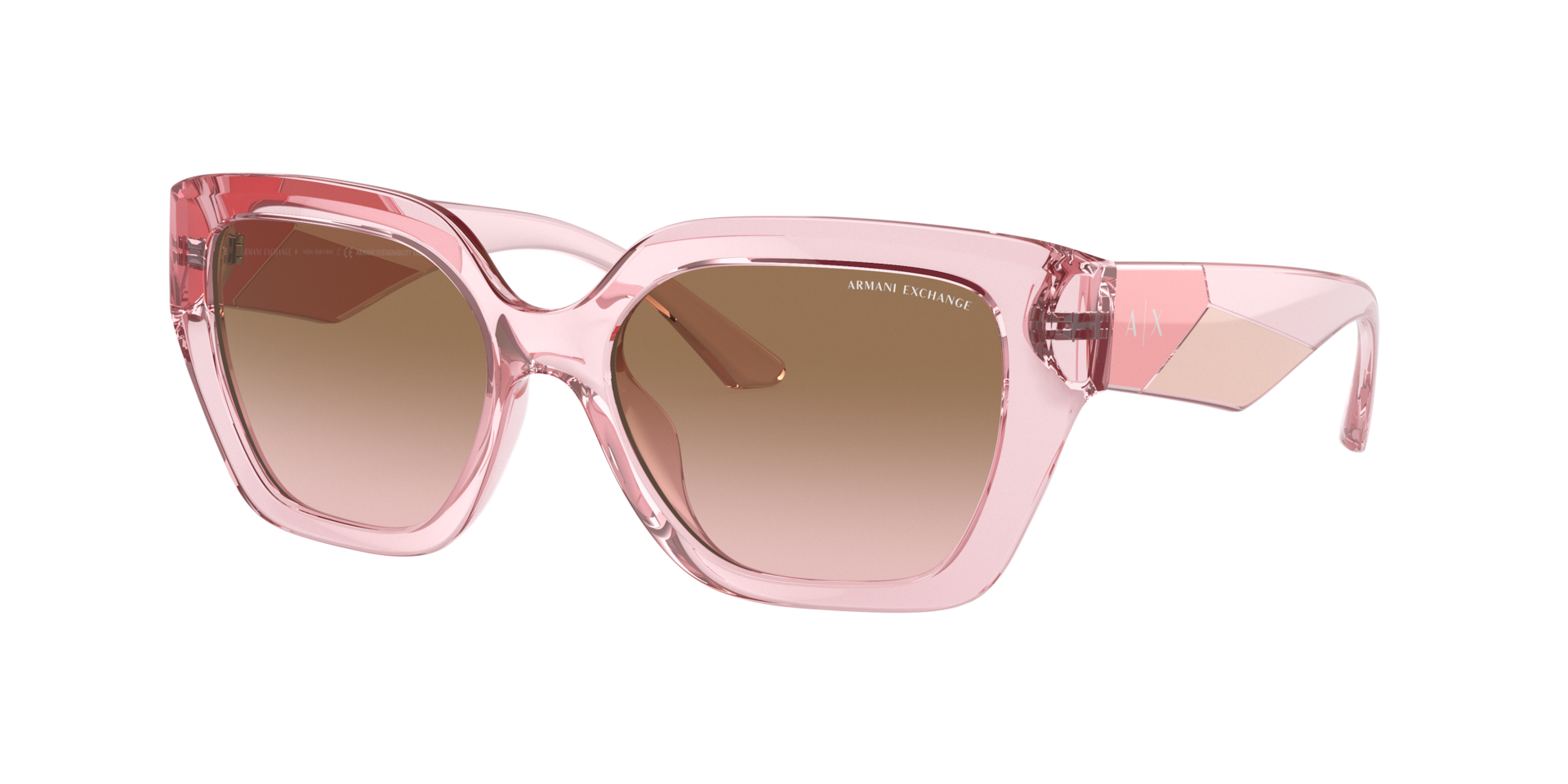 Armani Exchange Femme Sunglass AX4125SU - Couleur du Monture Transparent rose brillant Couleur de Lentille Gris dgrad Rose 47 €