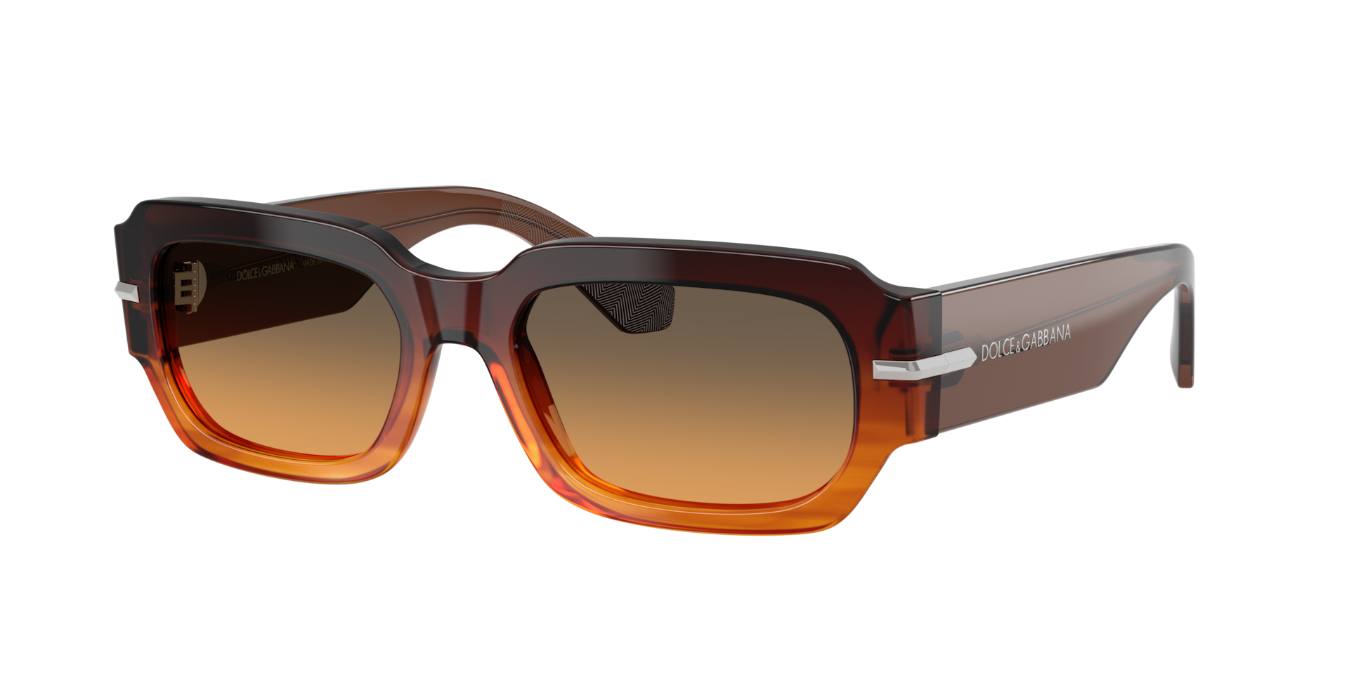 Dolce&Gabbana Mann Sunglass DG4485 - Rahmenfarbe: Verlaufsbraun gestreift, Linsenfarbe: Orange Verlauf Hellgrün