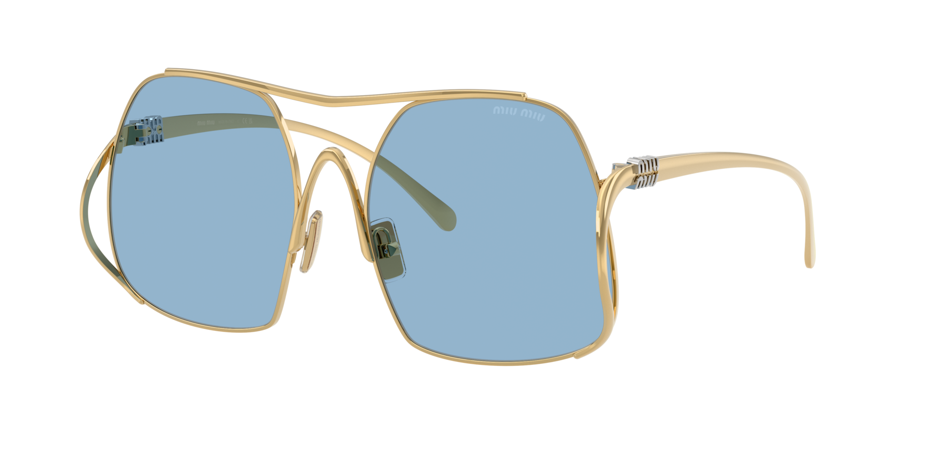 Miu Miu MU A55S XS (57 - 18) with Blue lenses and Gold frame