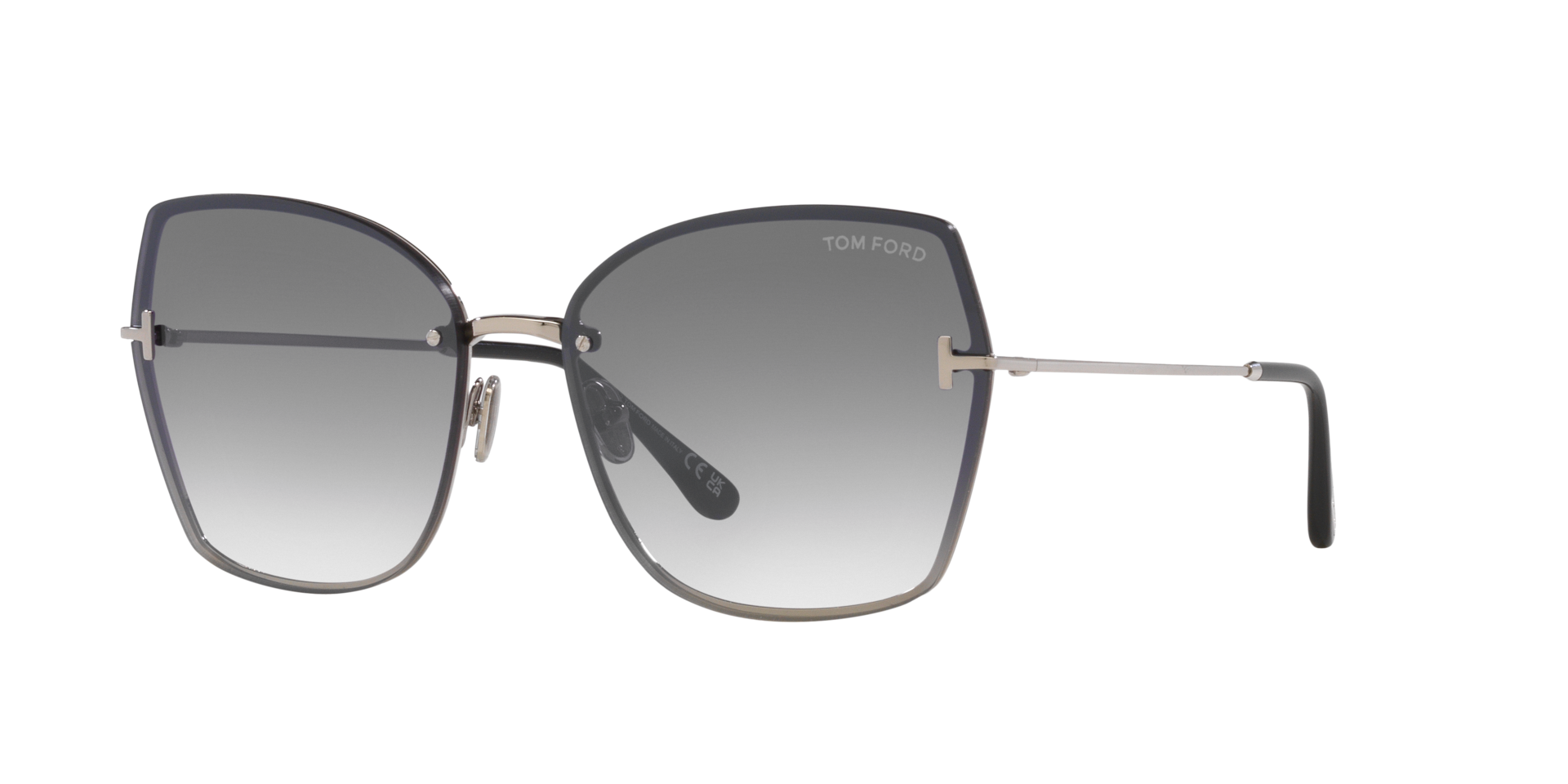 Tom Ford Femme Sunglass Nickie-02 - Couleur du Monture Argent brillant Couleur de Lentille Gris Effet miroir 266 €