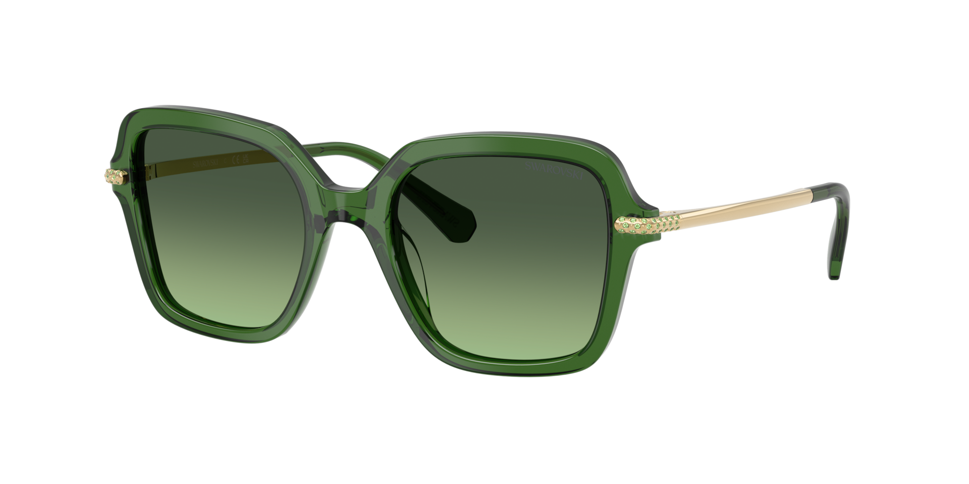 Swarovski Green Woman Sk6040 10812A Sunglasses Acetate Geometric Normal Shaded - Image 2