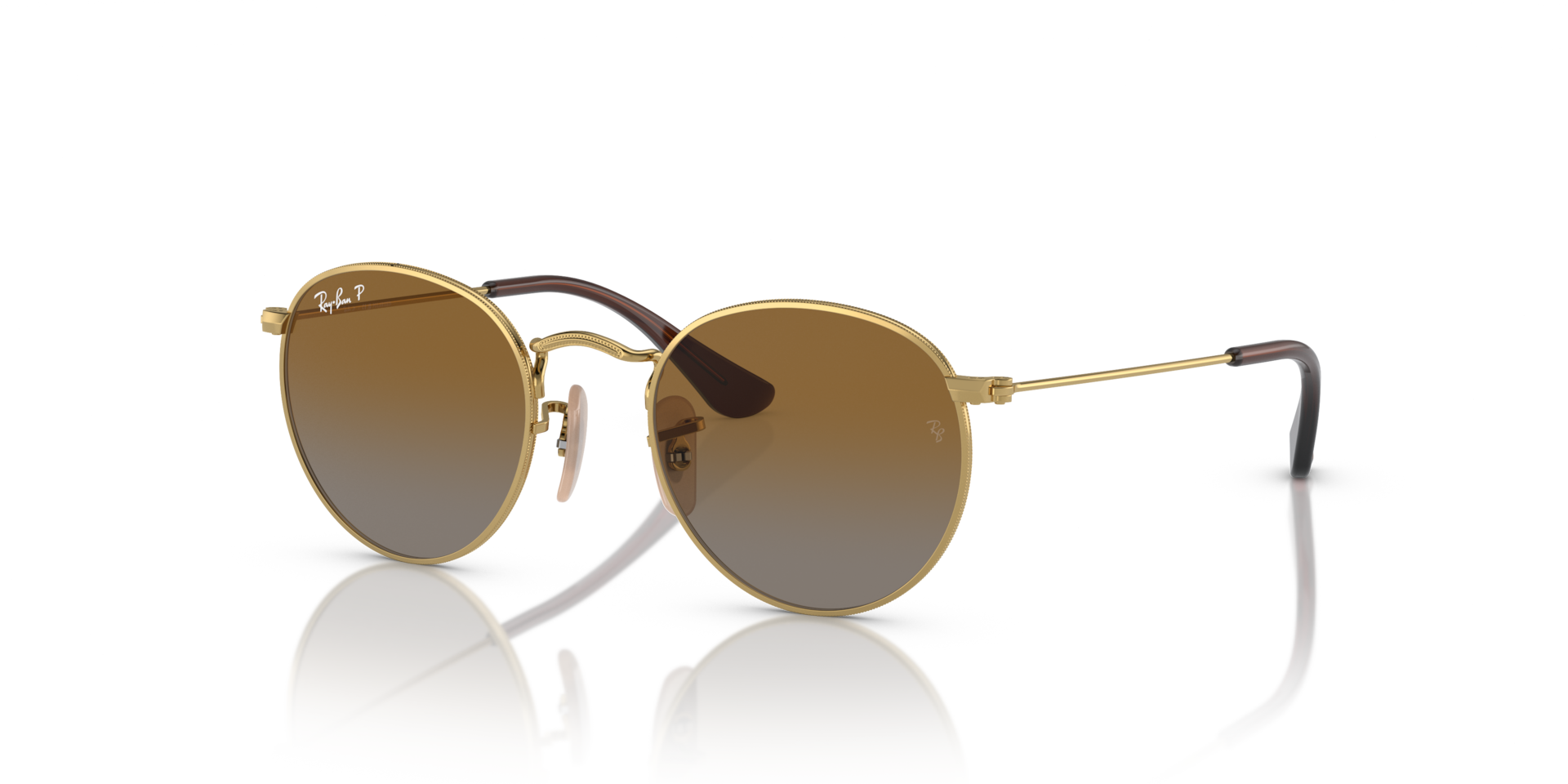 Ray-Ban ROUND L サングラス（ゴールドxイエロー系） Ray-Ban RB9547S Round Kids S (44 - 19) with Brown lenses and Gold