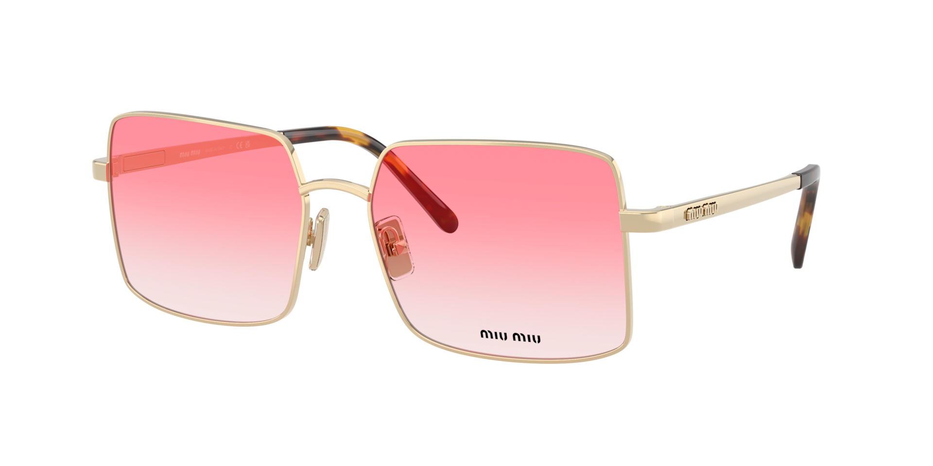 Miu Miu Woman Sunglass MU C53S -  Frame color: Pale Gold, Lens color: Shaded Pink